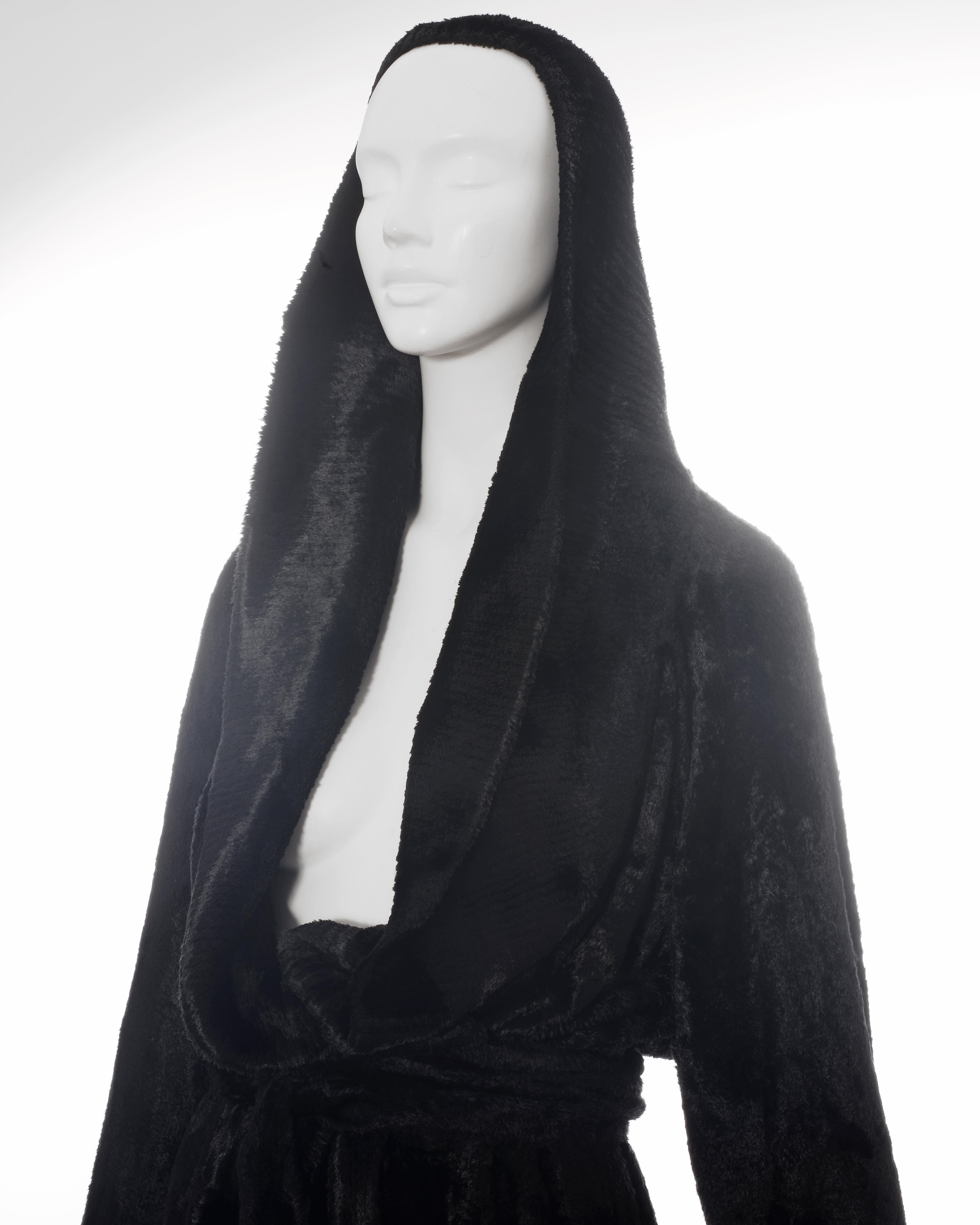 Women's Azzedine Alaia black chenille shawl lapel evening robe, fw 1992
