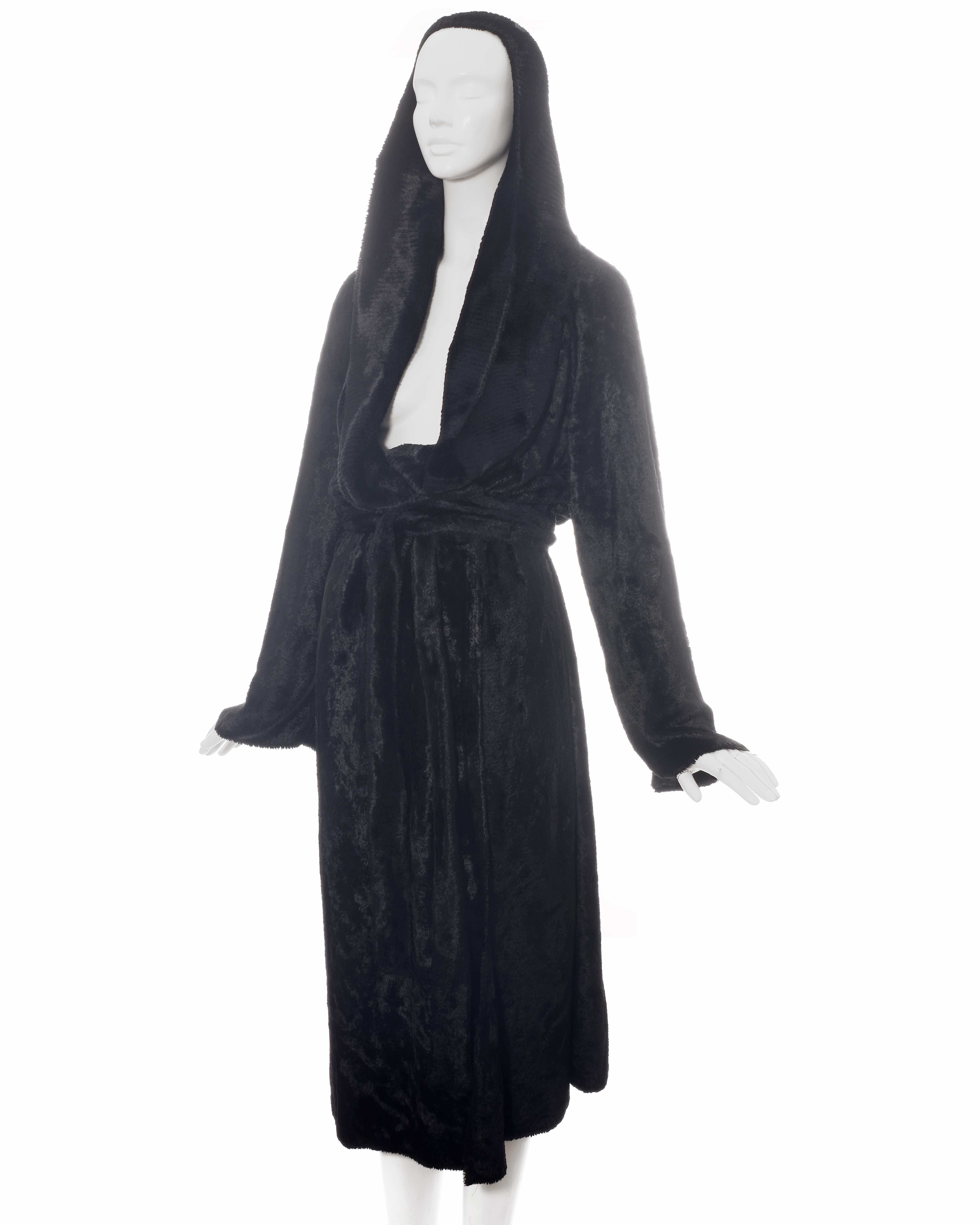 Azzedine Alaia black chenille shawl lapel evening robe, fw 1992 1