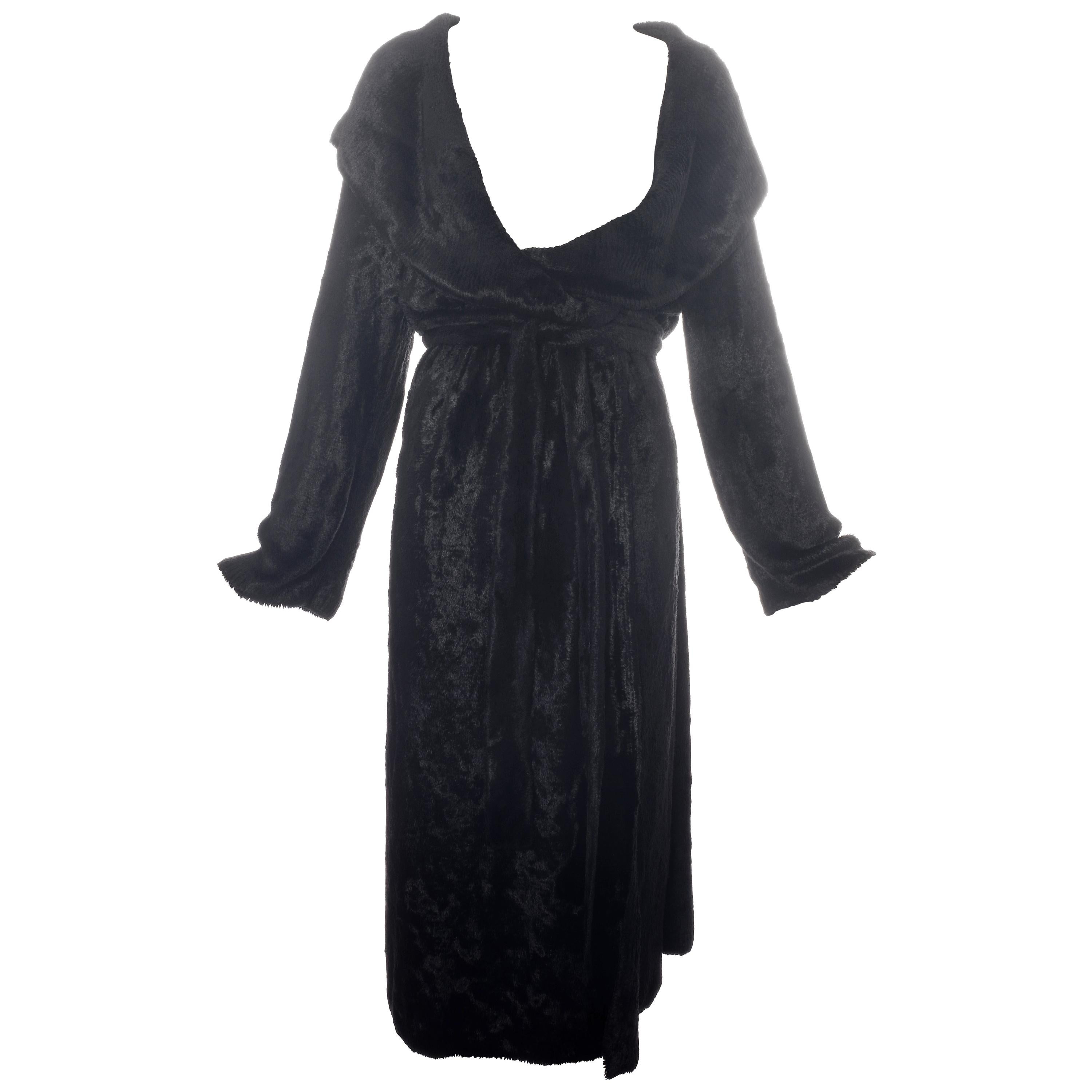 Azzedine Alaia black chenille shawl lapel evening robe, fw 1992
