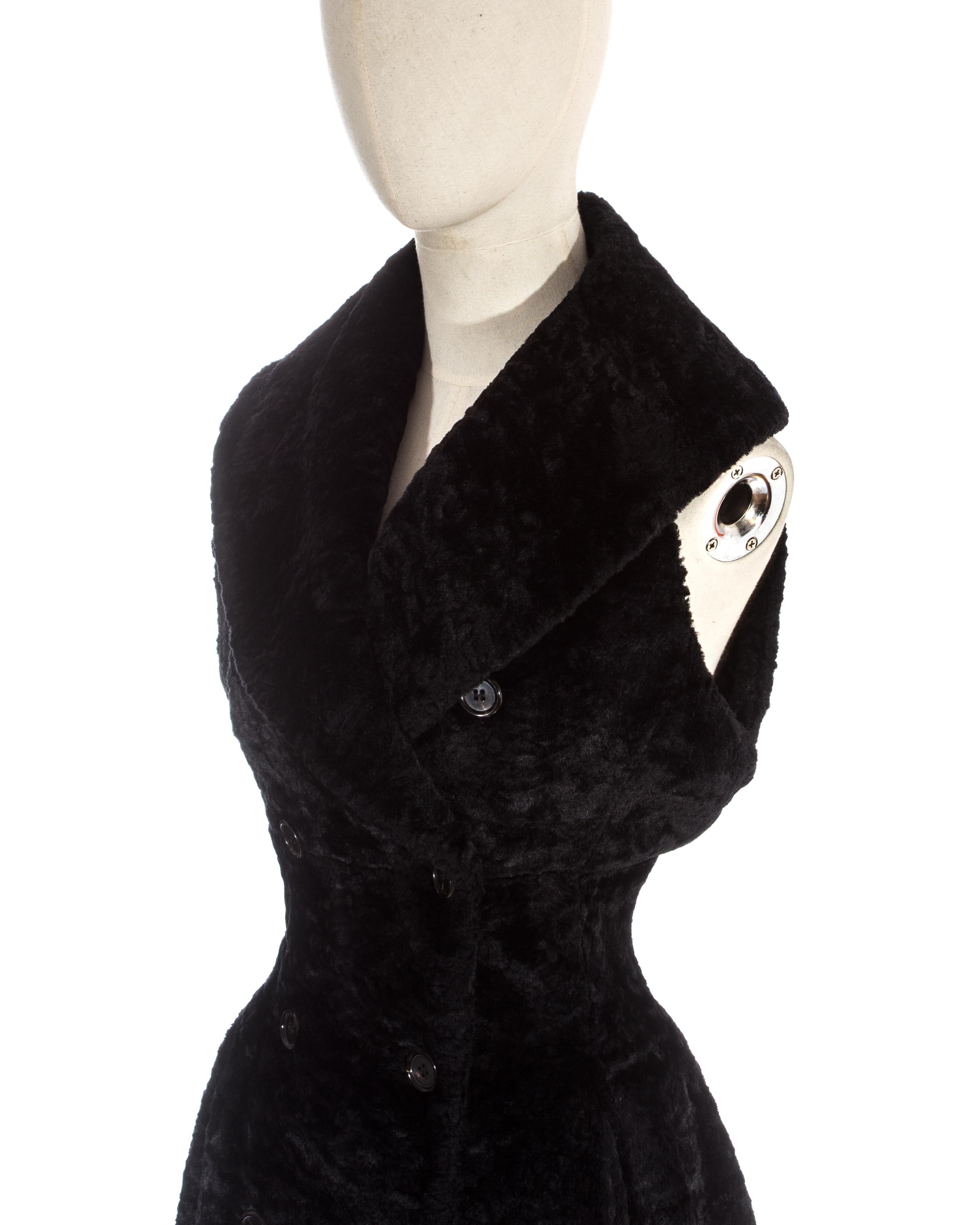 Women's Azzedine Alaia black chenille sleeveless fitted coat dress, fw 1992