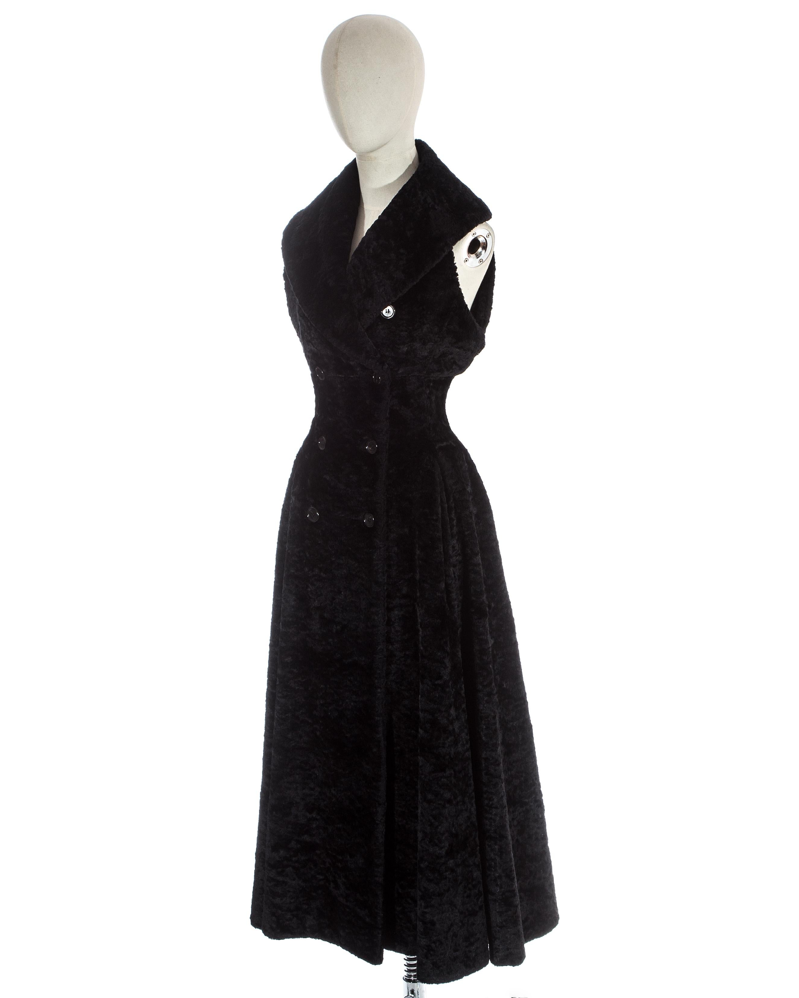Azzedine Alaia black chenille sleeveless fitted coat dress, fw 1992 1