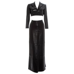 Azzedine Alaia black cropped jacket and maxi skirt set, ss 1992