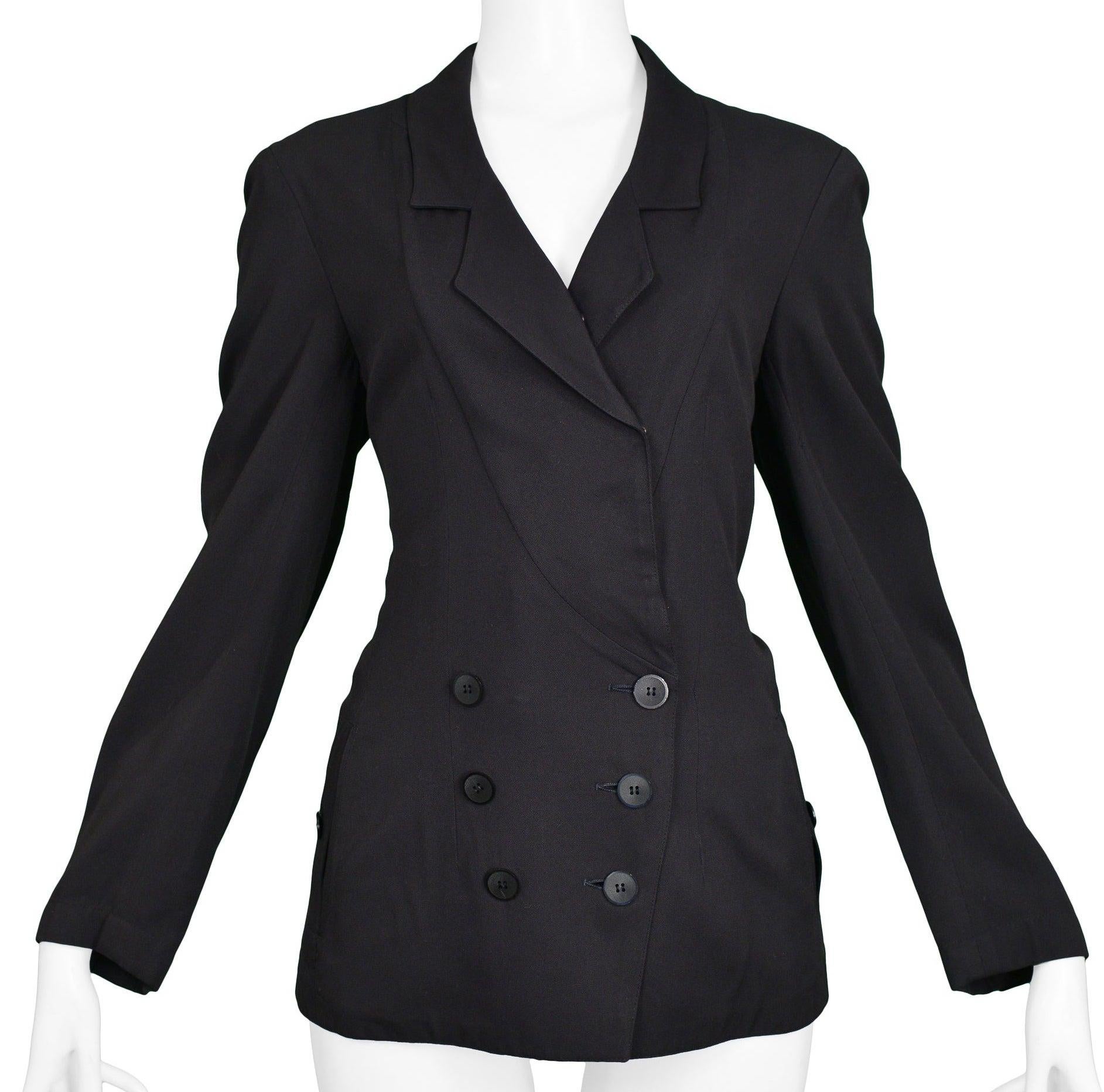 Azzedine Alaia Black Double Breasted Blazer In Excellent Condition In Los Angeles, CA