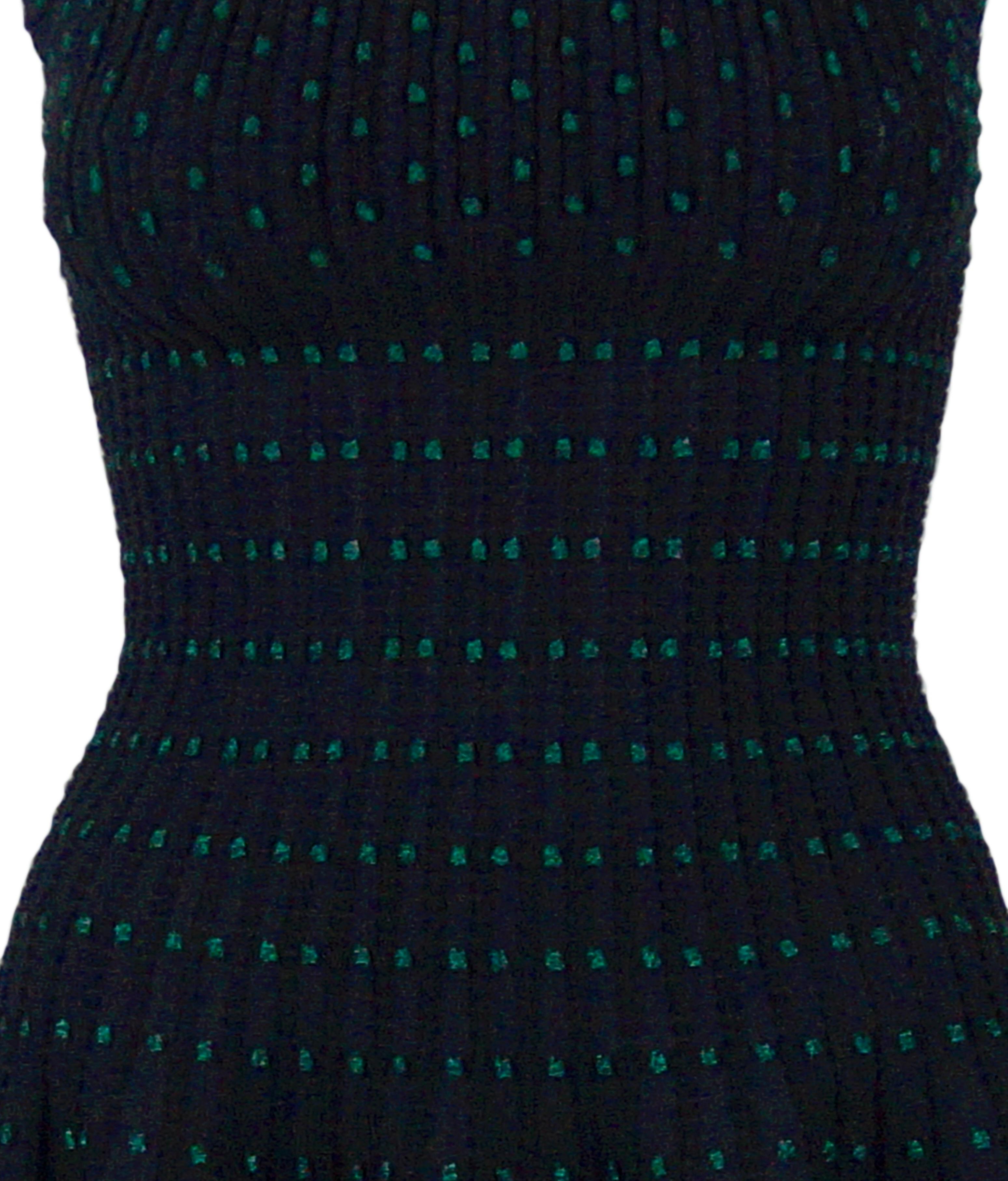 AZZEDINE ALAÏA  black dress and green polka dots  FR 36 For Sale 1