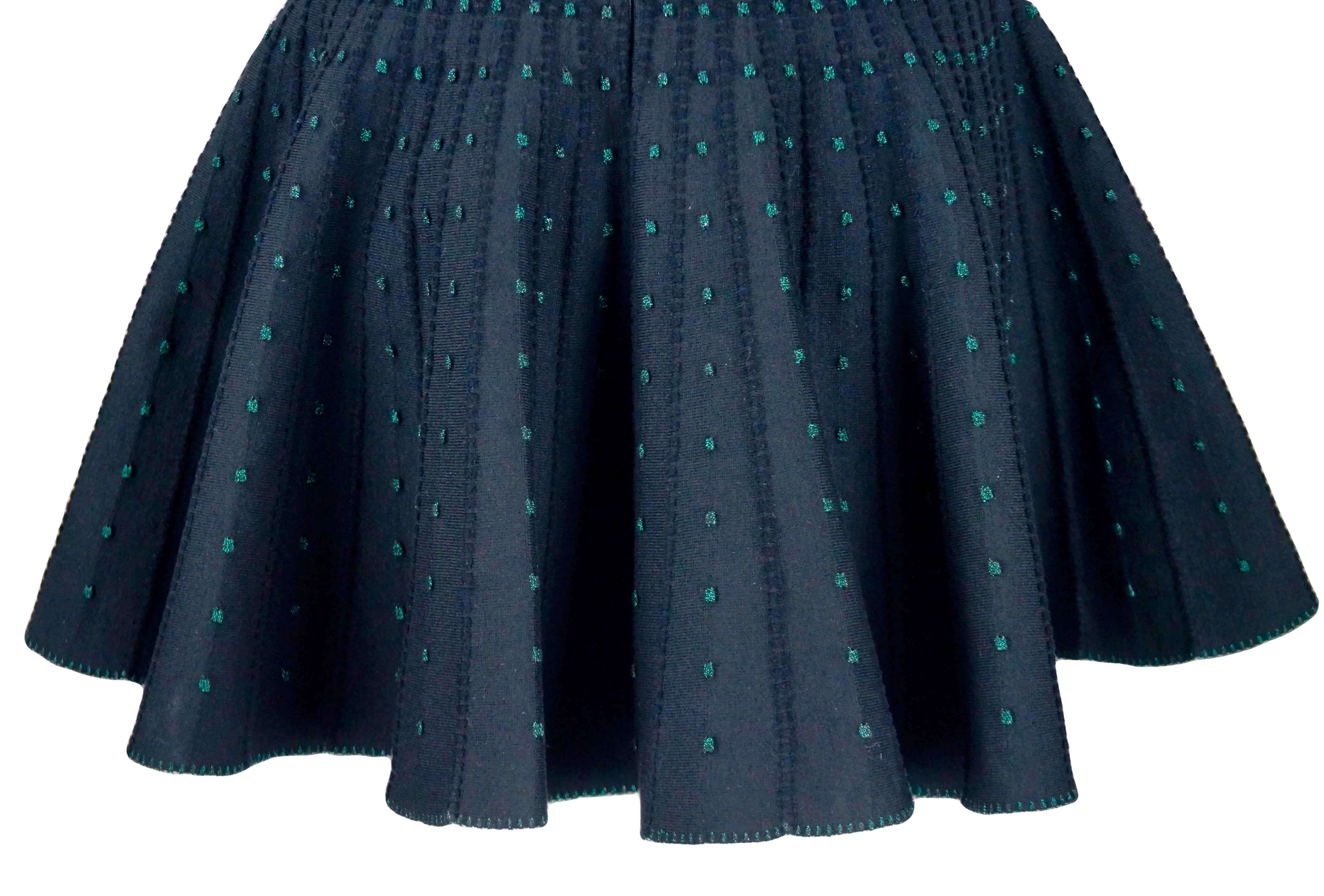 AZZEDINE ALAÏA  black dress and green polka dots  FR 36 1