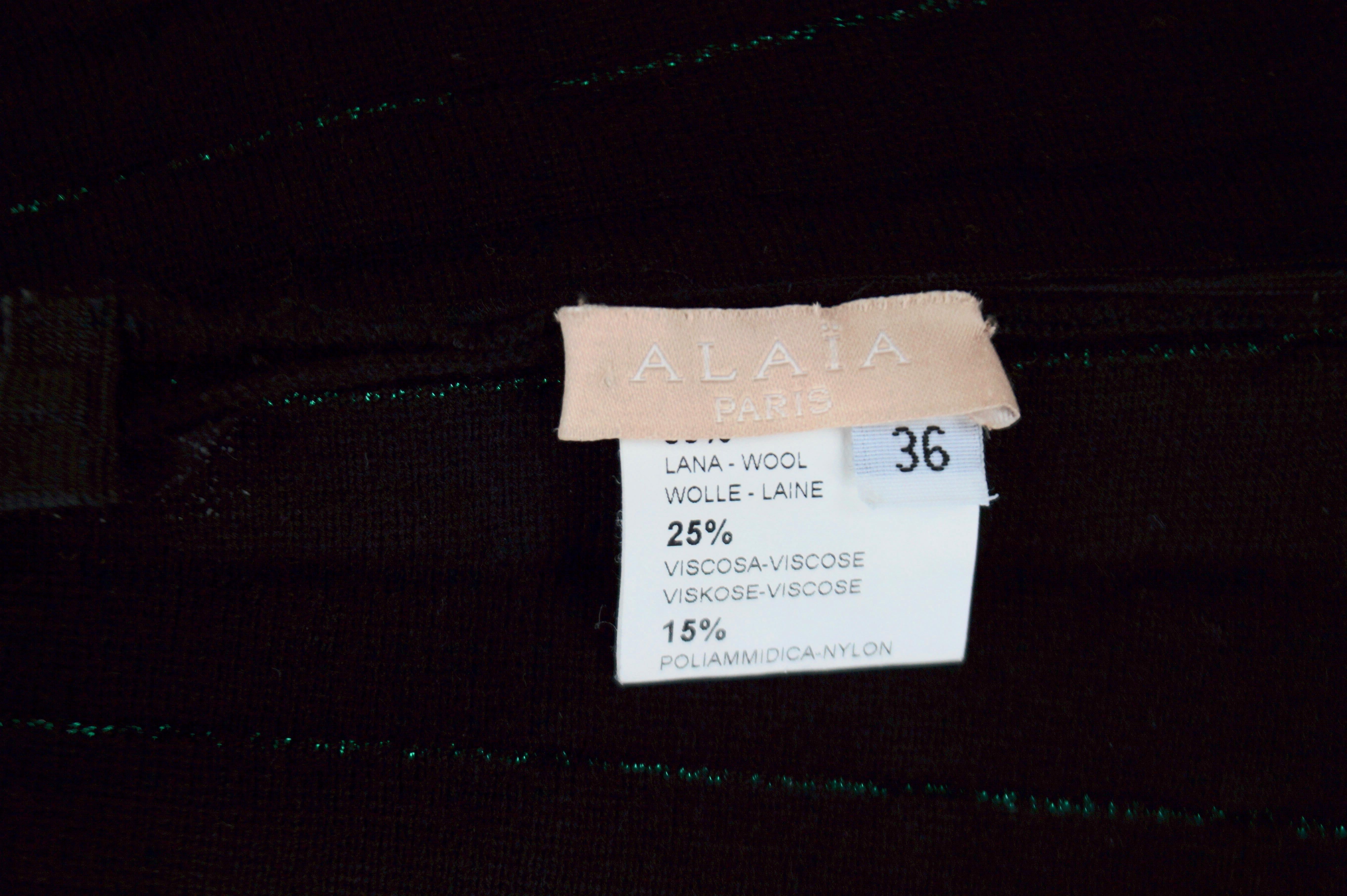 AZZEDINE ALAÏA  black dress and green polka dots  FR 36 2