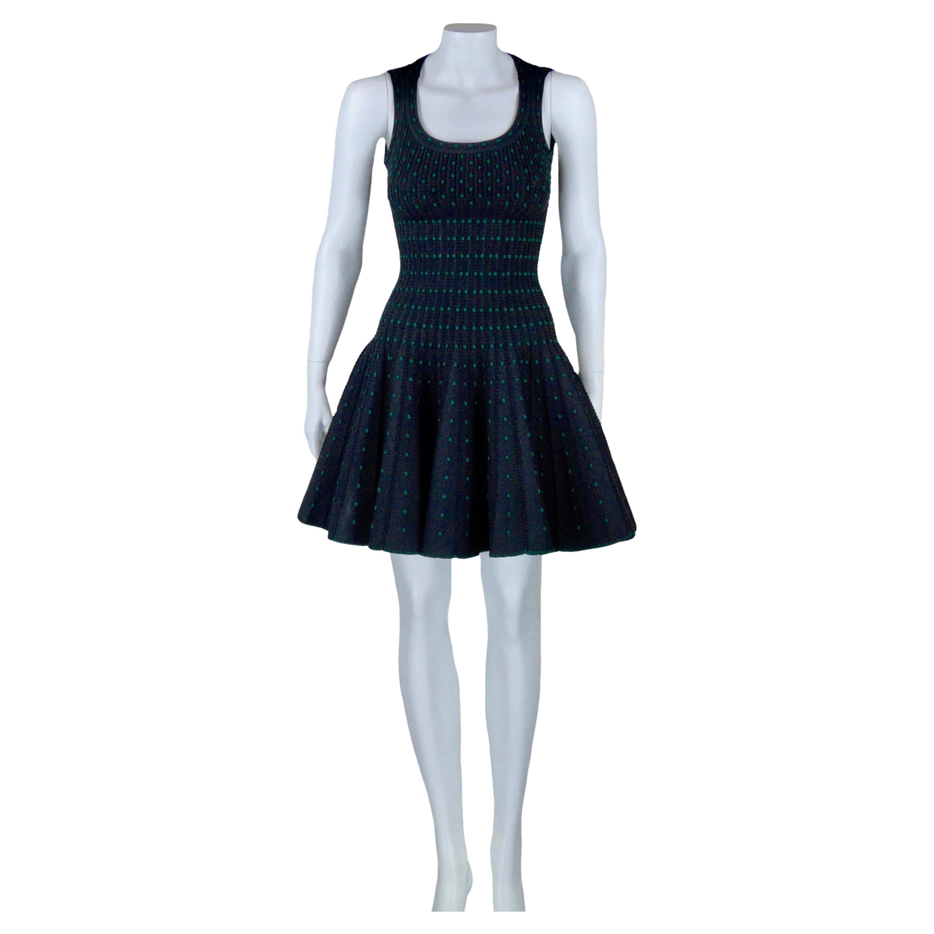 AZZEDINE ALAÏA  black dress and green polka dots  FR 36 For Sale