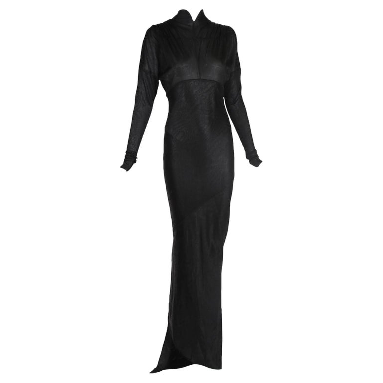 Iconic Azzedine Alaia Black Bodycon Trained Gown, 1986 For Sale at ...