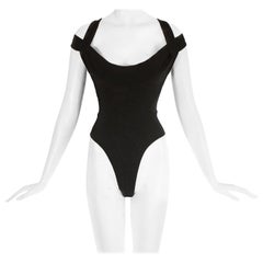 Azzedine Alaia black knitted off the shoulder bodysuit, ss 1991