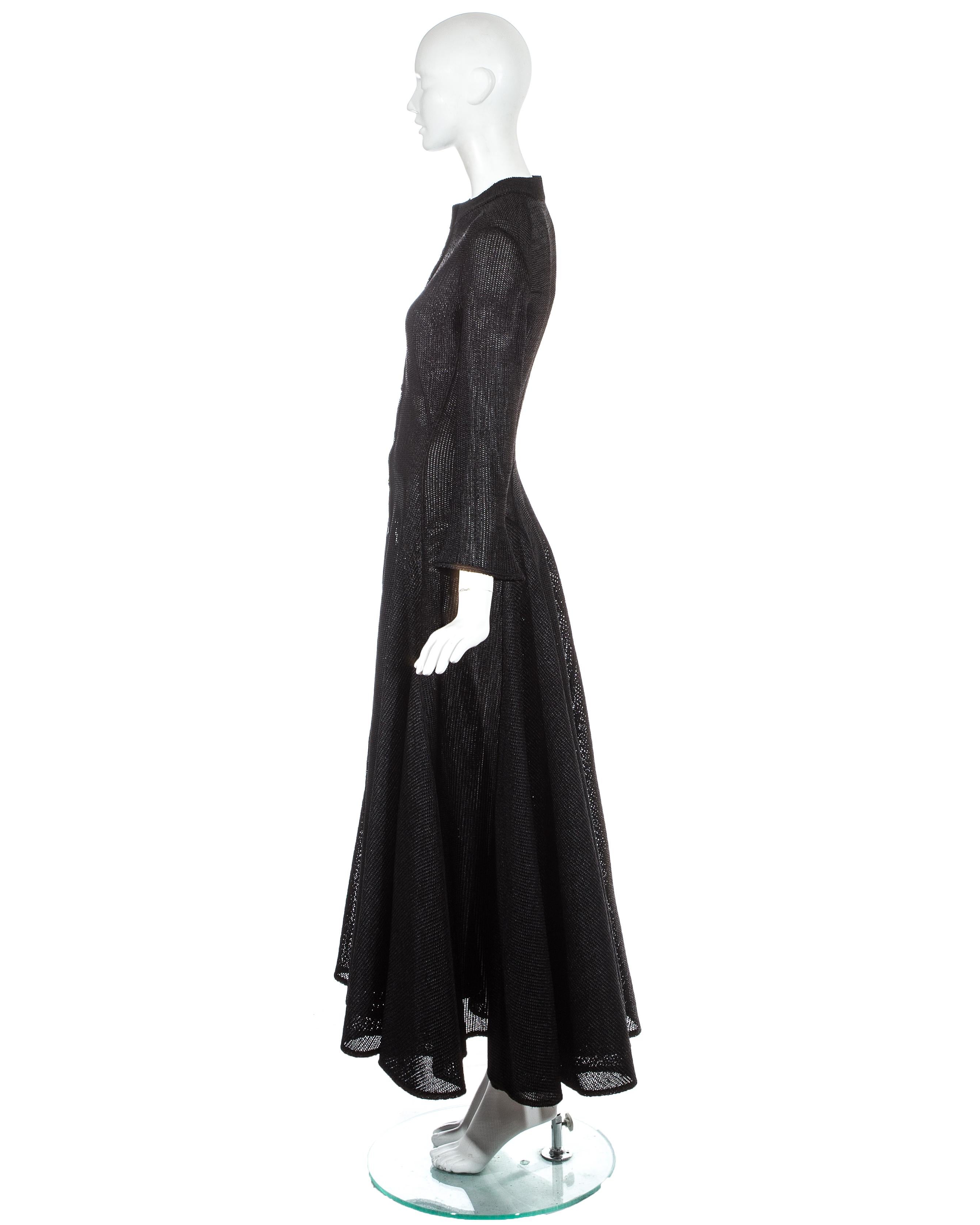 Black Azzedine Alaia black knitted viscose raffia evening dress, ca. 1996