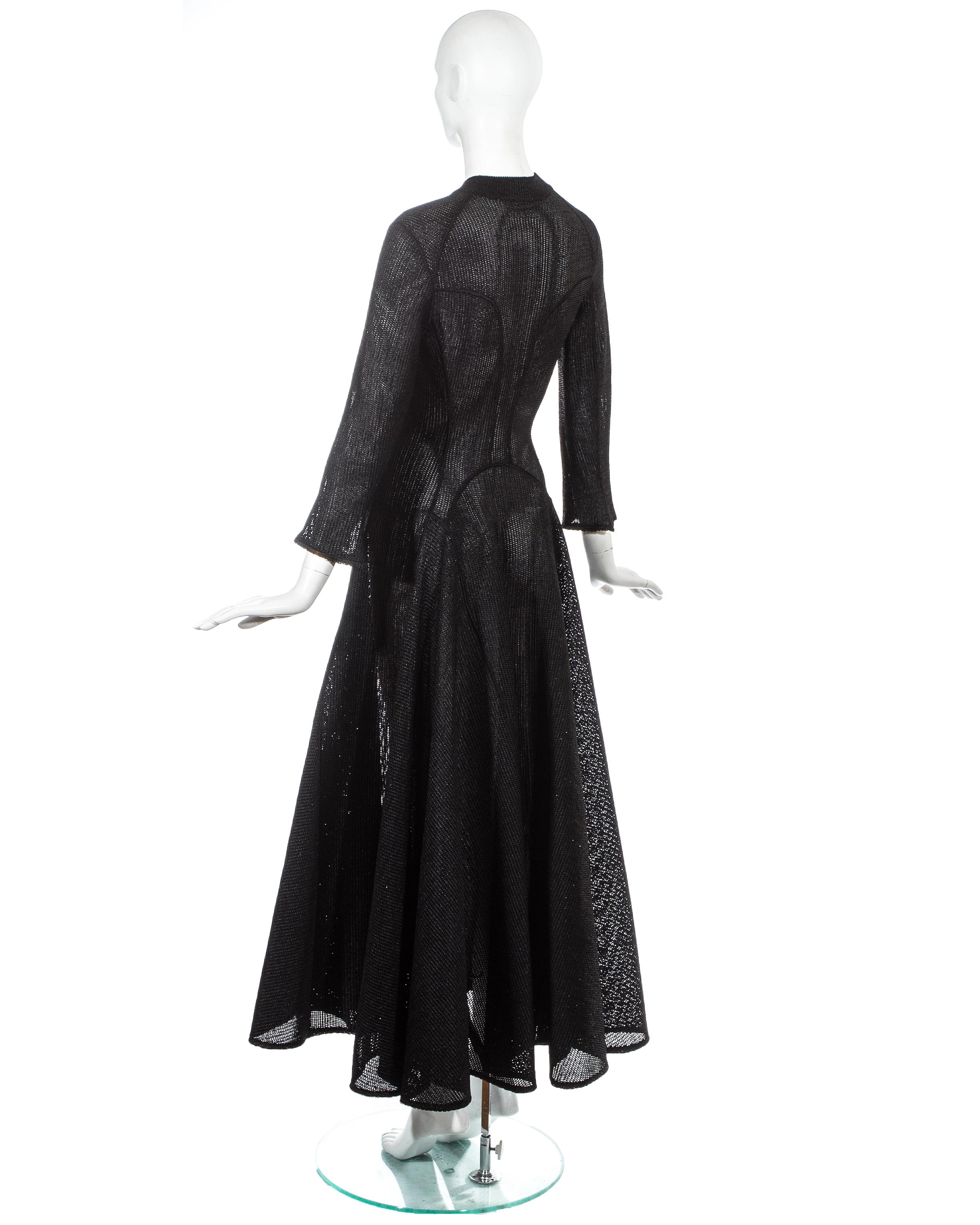 Azzedine Alaia black knitted viscose raffia evening dress, ca. 1996 In Excellent Condition In London, GB