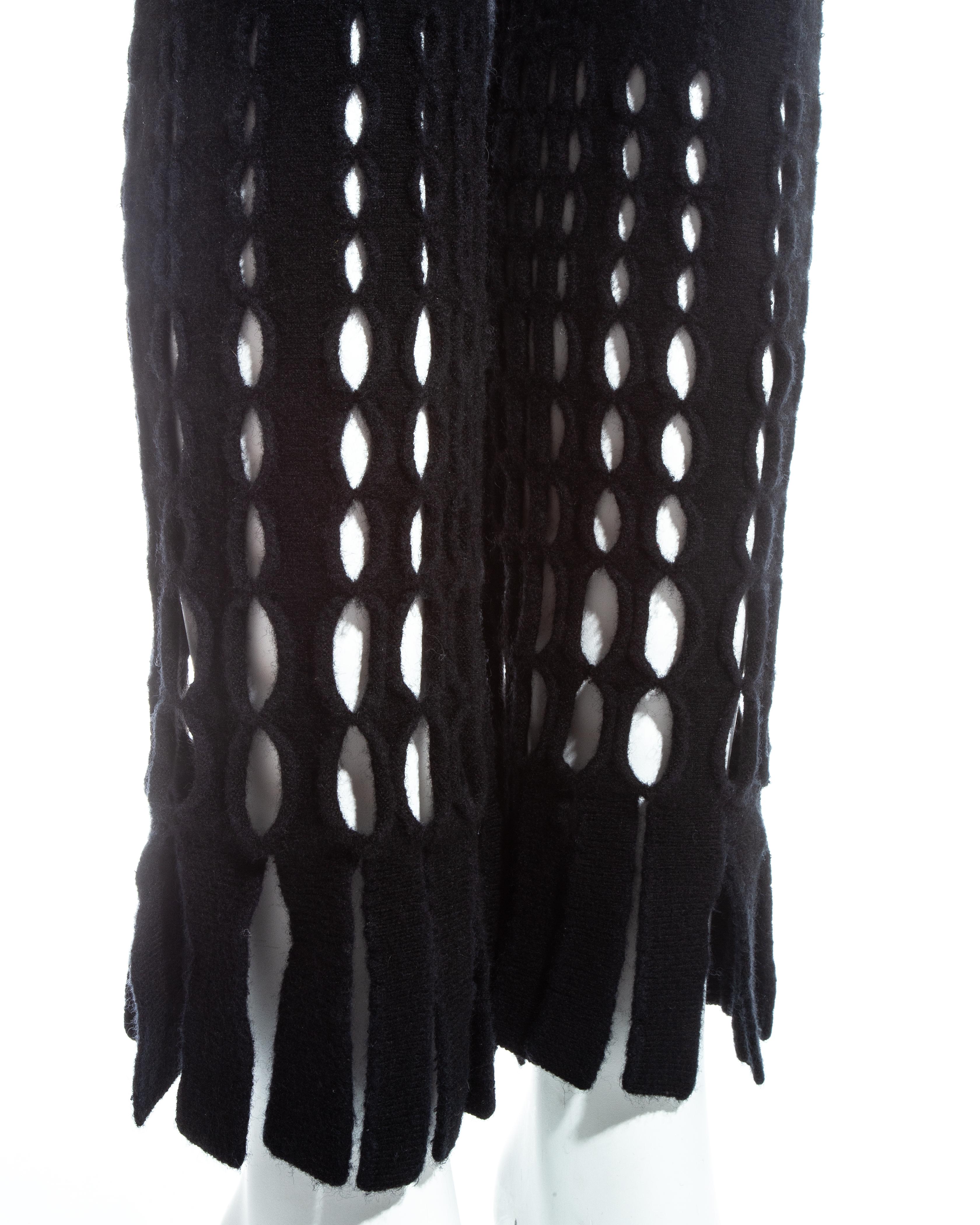 Black Azzedine Alaia black laser cut boiled wool fringed pant suit, fw 1993