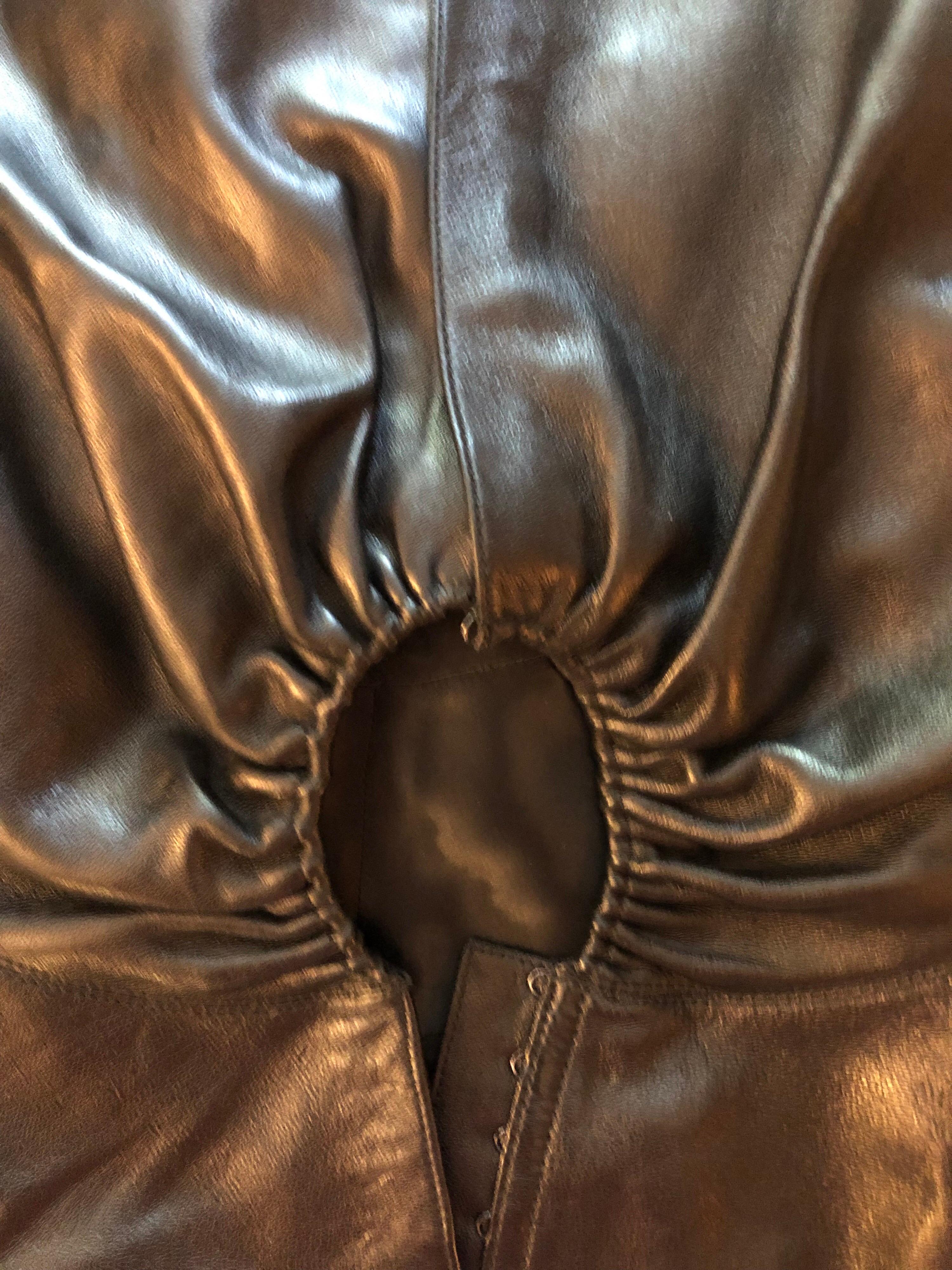 Azzedine Alaia Black Leather Cutout Top In Good Condition For Sale In Naples, FL