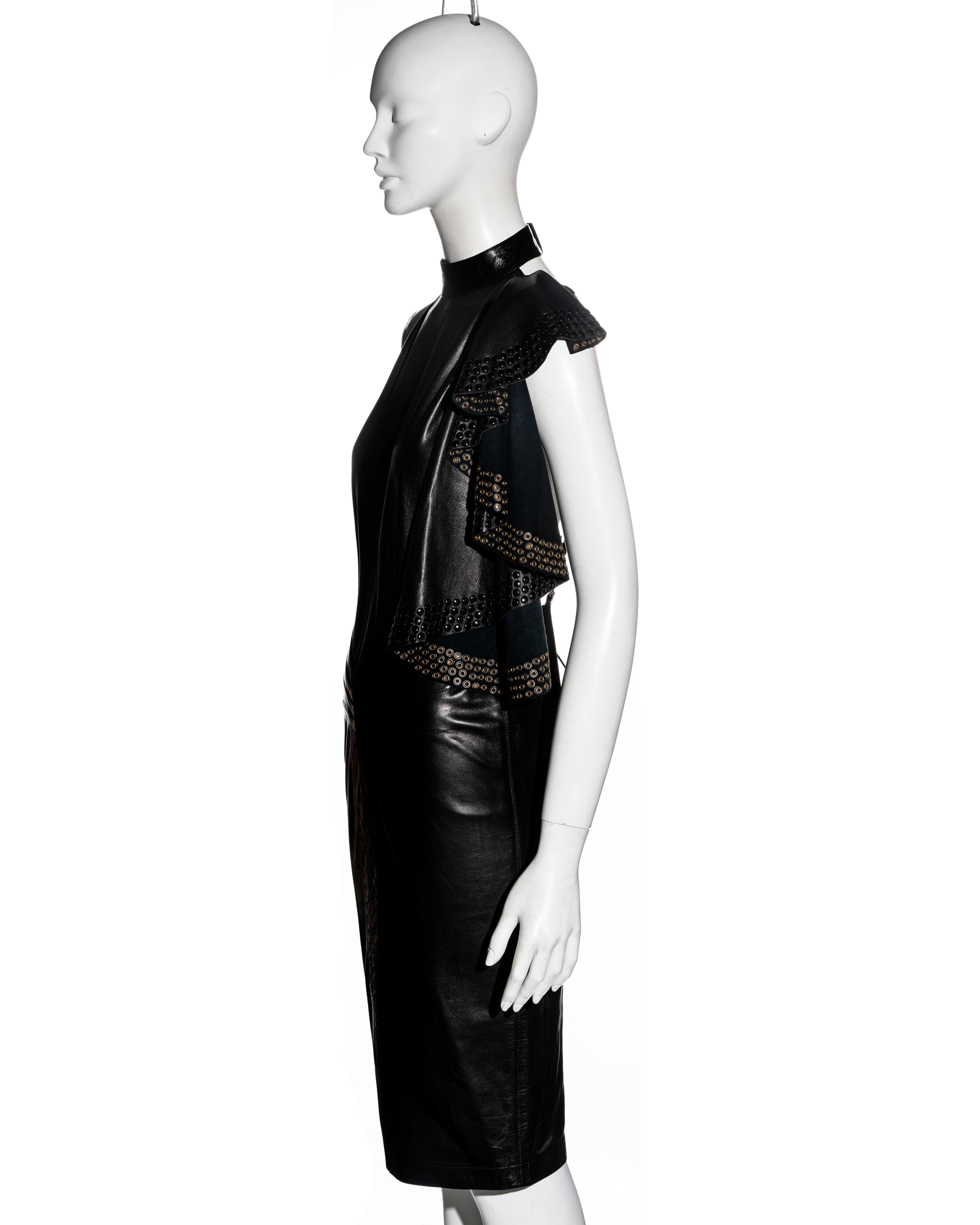 Azzedine Alaia black leather eyelet-embellished dress, ss 1981 For Sale 3