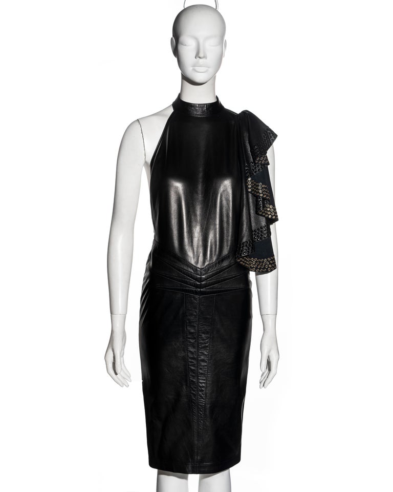 Azzedine Alaia black leather eyelet-embellished dress, ss 1981