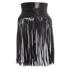 Azzedine Alaia black leather fringed corset belt