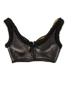 Azzedine Alaia black leather fringed lace up bra, ca. 1994