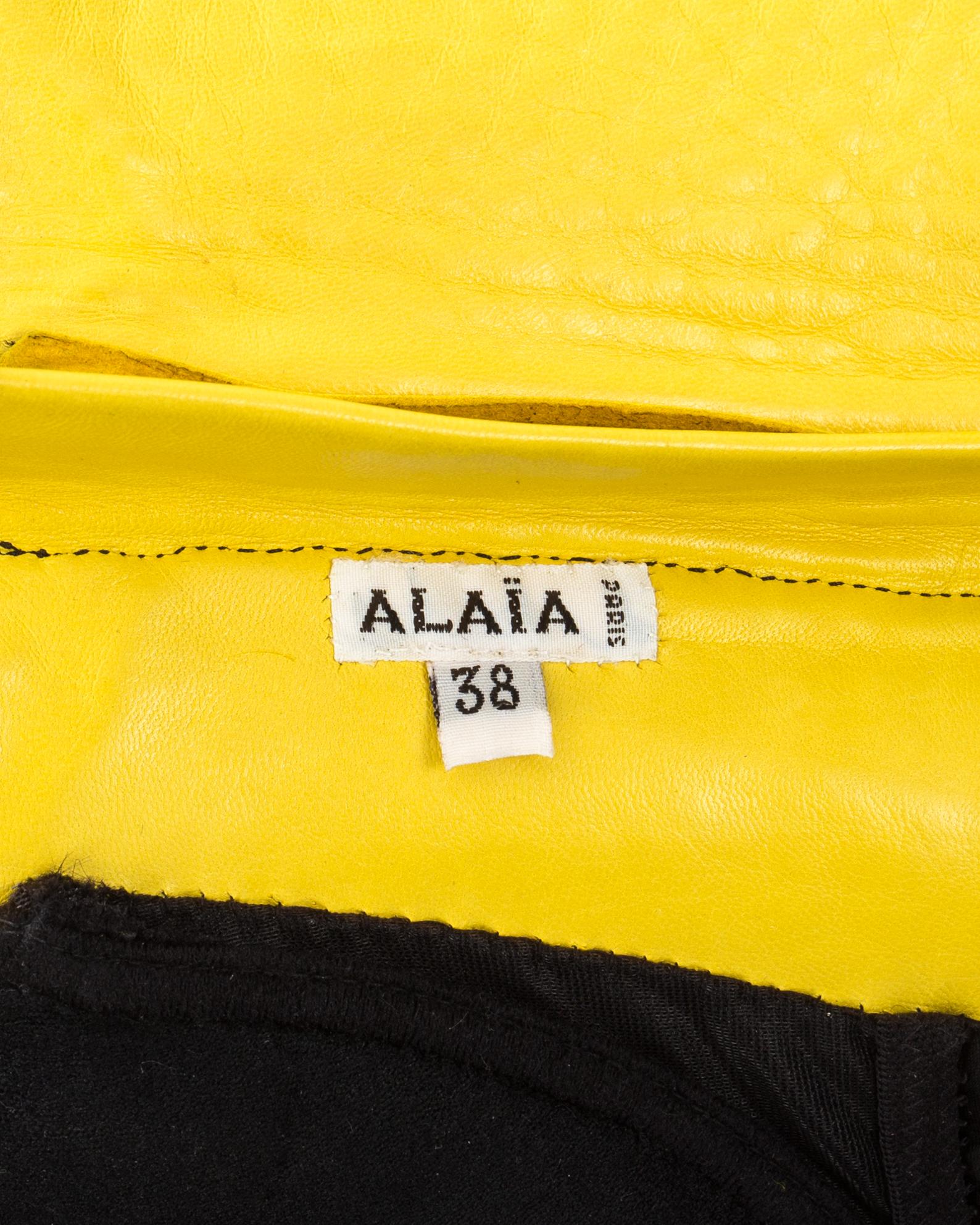 Azzedine Alaia black leather fringed lace up bra, fw 1994 2