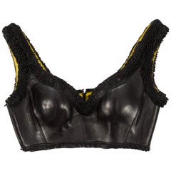 Azzedine Alaia black leather fringed lace up bra, fw 1994