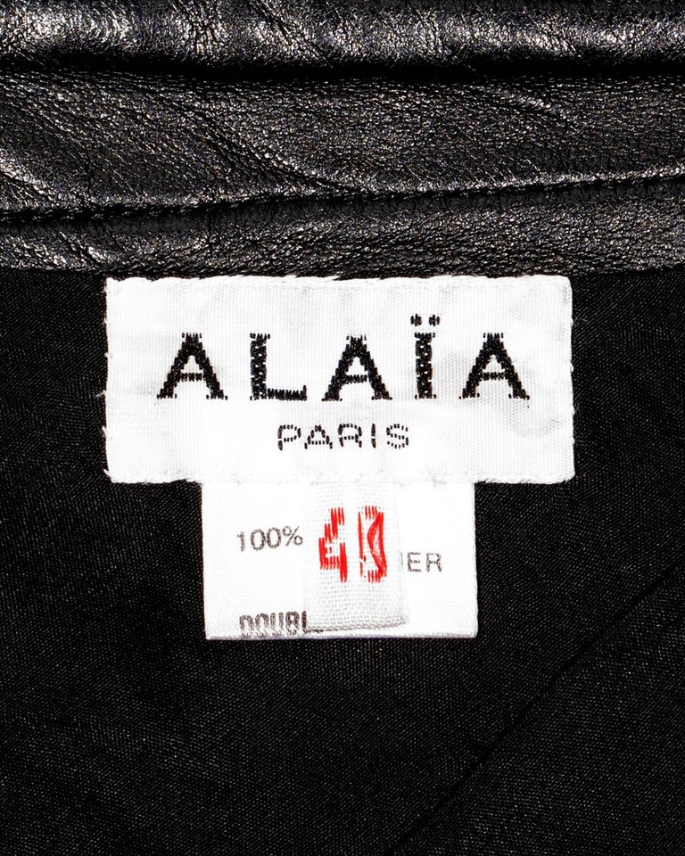 Azzedine Alaia black leather jacket and skirt set, fw 1983 For Sale at ...