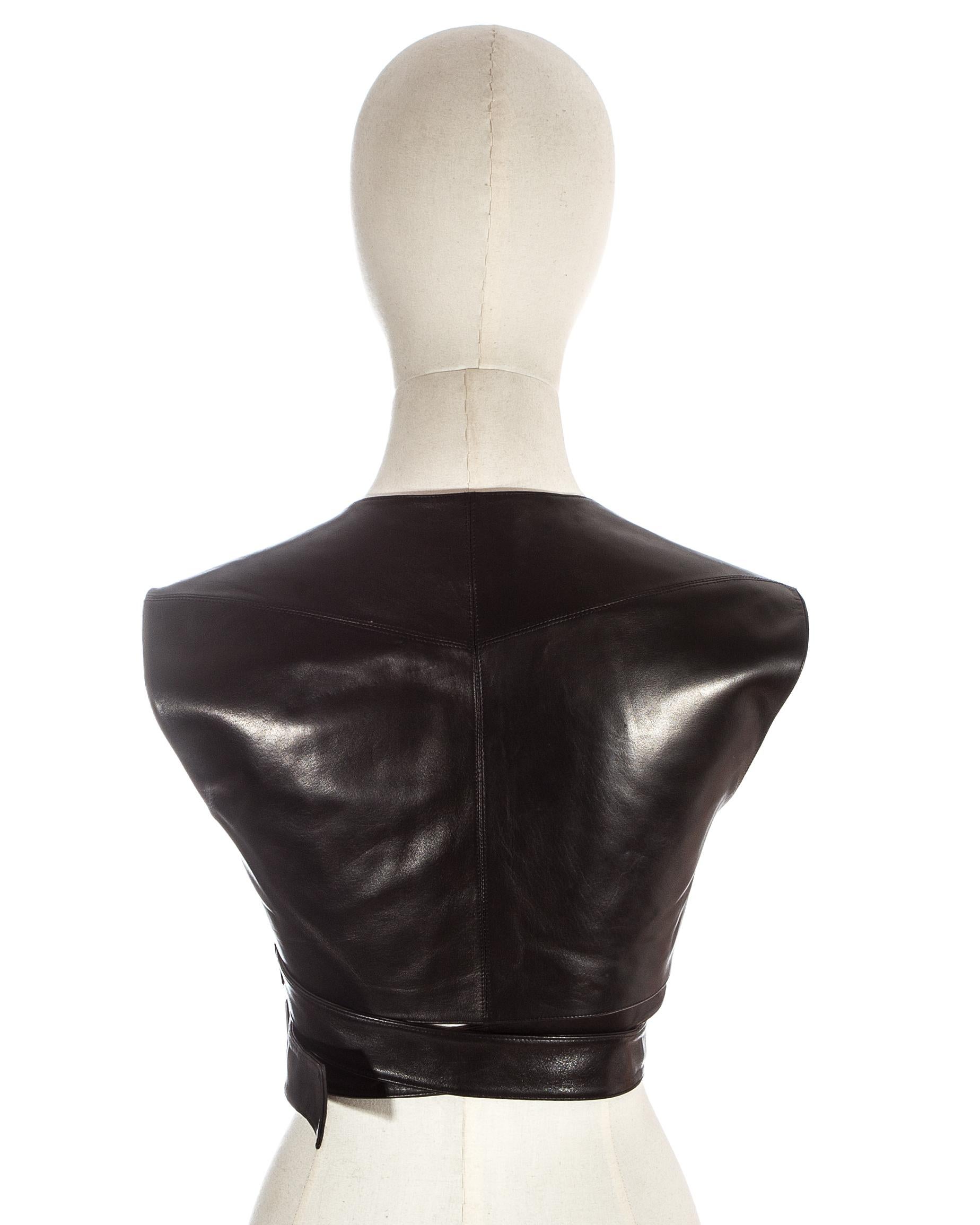 black leather wrap top
