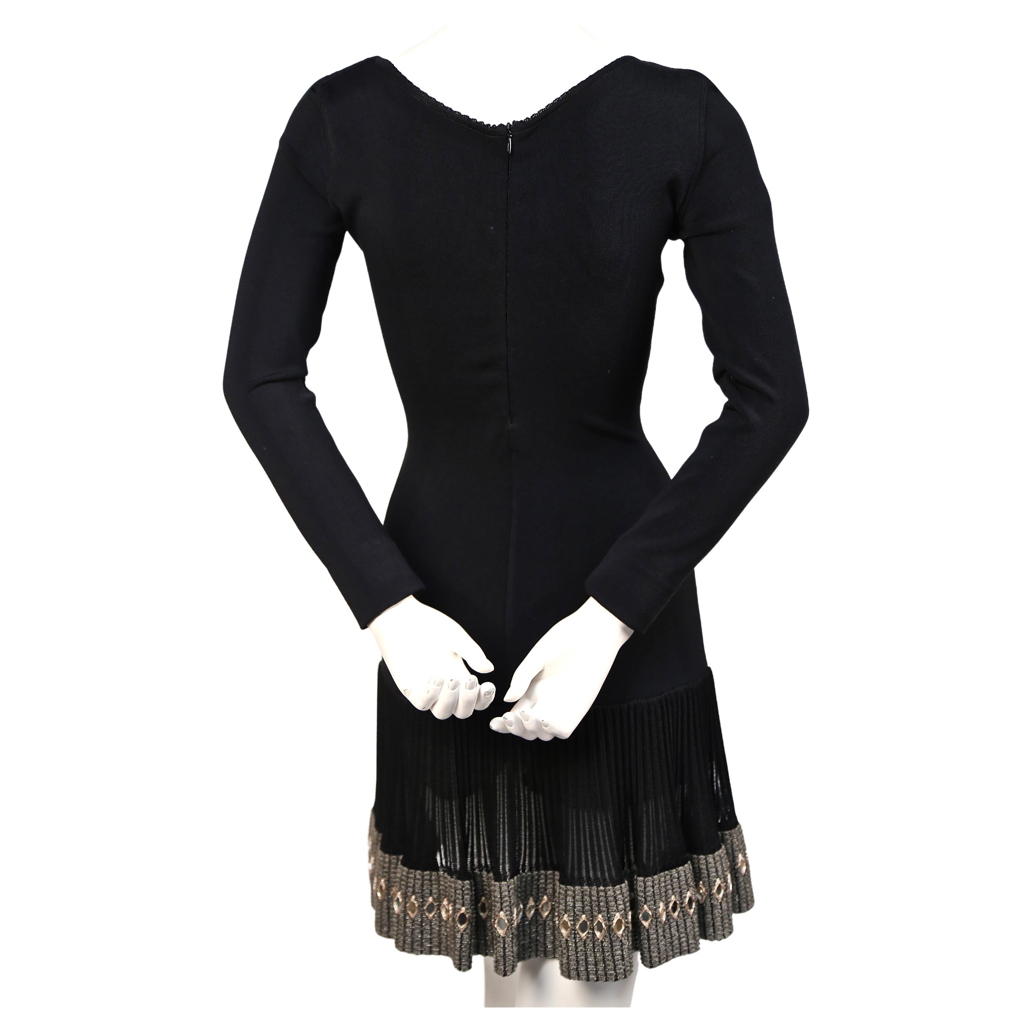 Azzedine Alaia black mini dress with mirrored hemline, 1990s In Good Condition For Sale In San Fransisco, CA