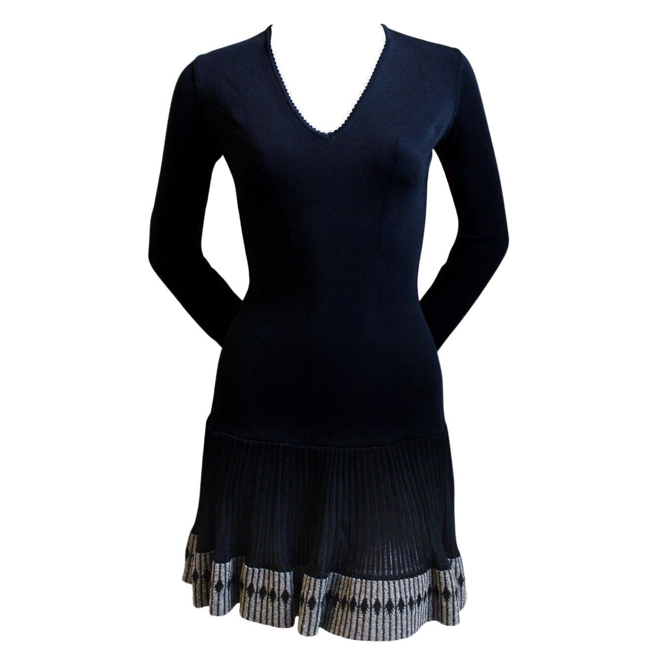 AZZEDINE ALAIA black mini dress with ruffled hemline For Sale