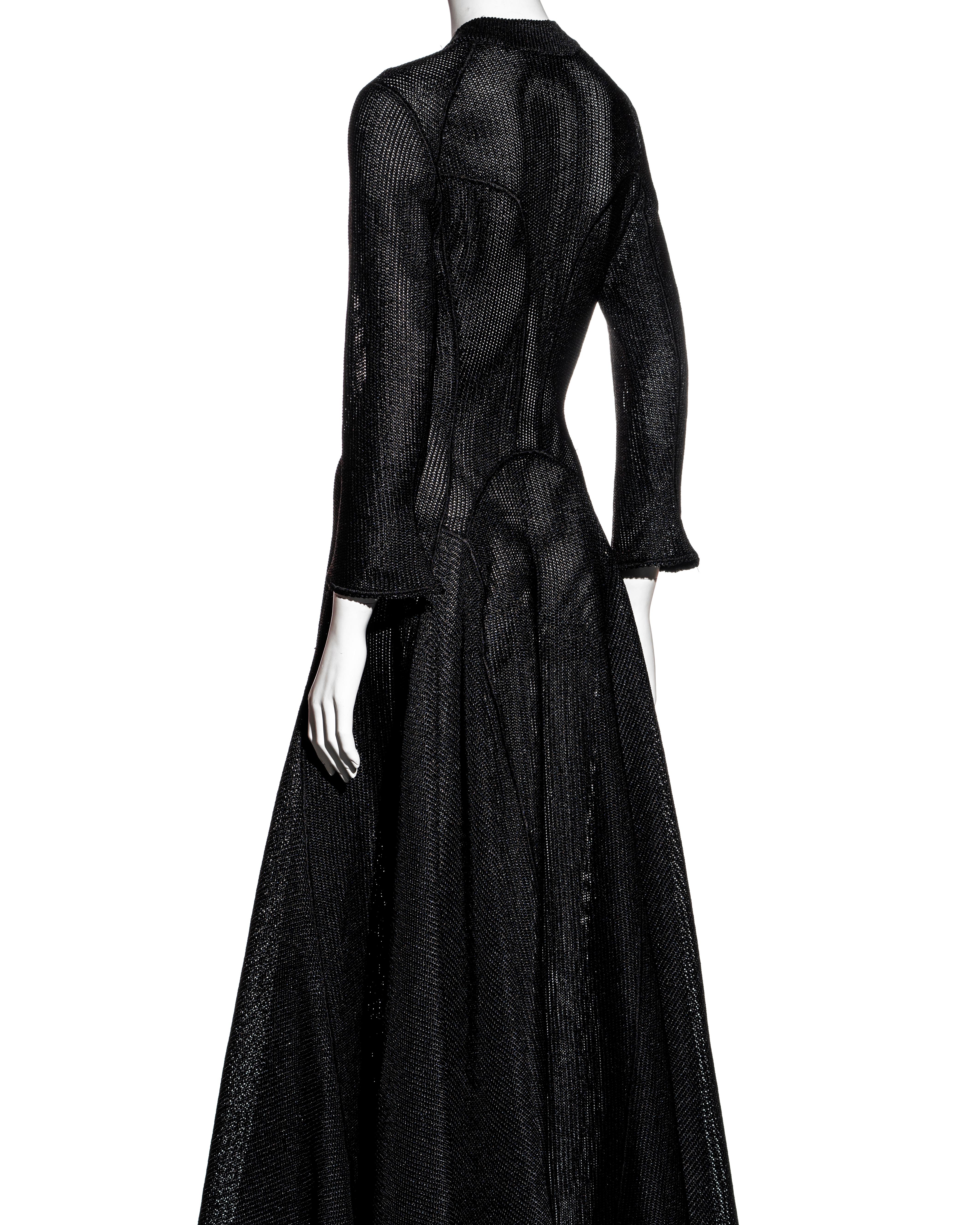 Azzedine Alaia black raffia button up a-line maxi dress, ss 1996 1