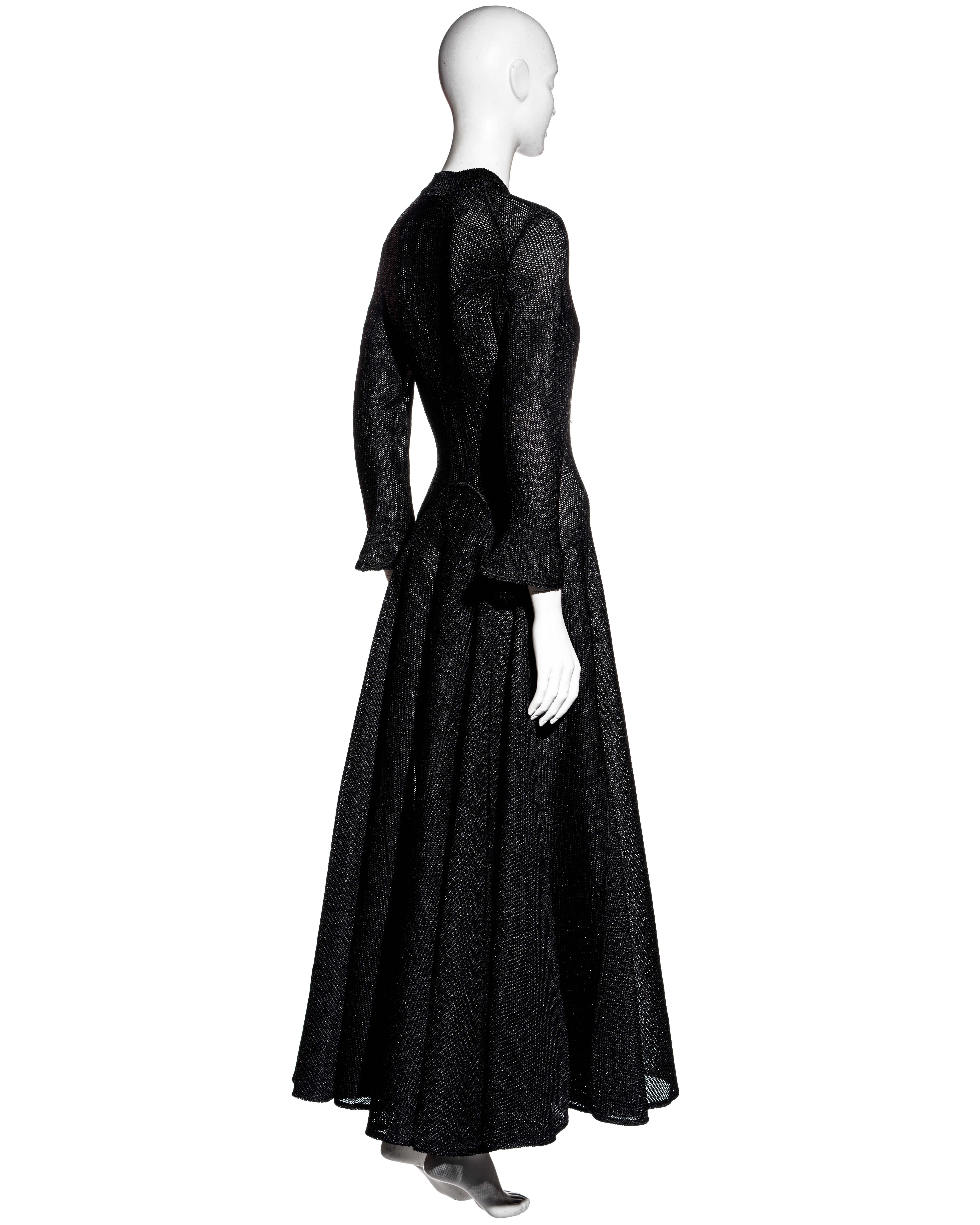 Azzedine Alaia black raffia button up a-line maxi dress, ss 1996 2