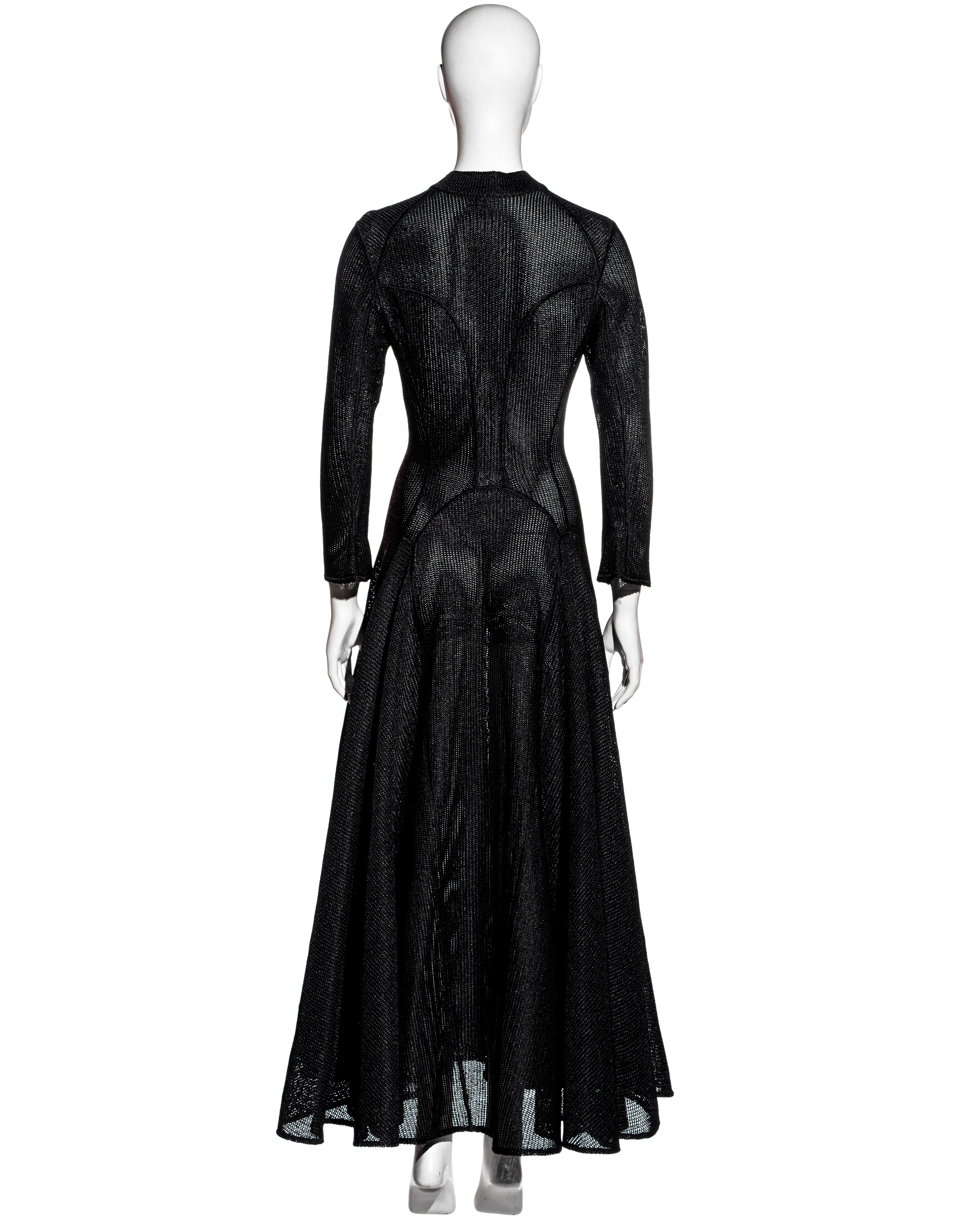 Azzedine Alaia black raffia button up a-line maxi dress, ss 1996 3
