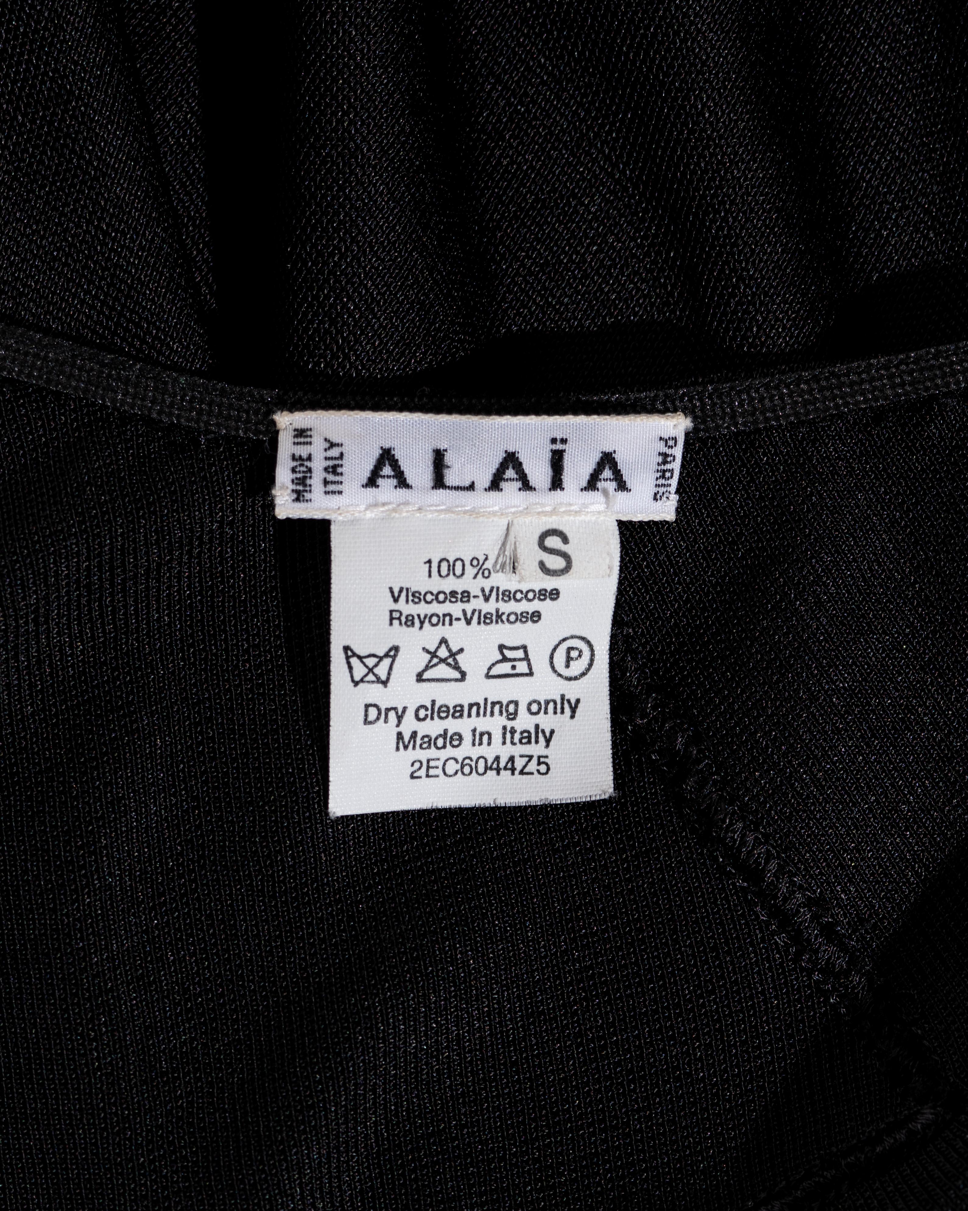 Azzedine Alaia black rayon halter neck bias cut trained evening dress, fw 2001 6