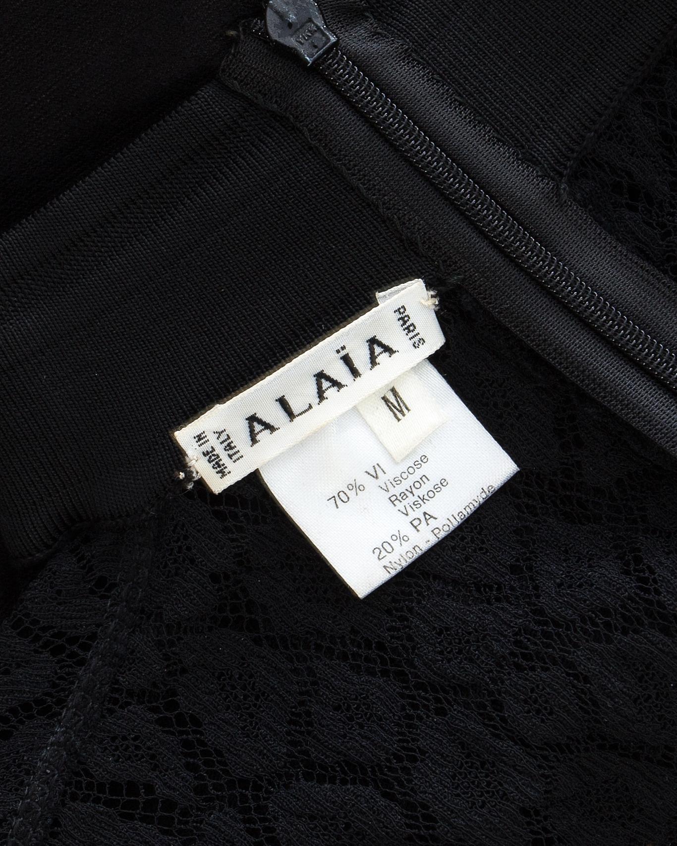 Azzedine Alaia black rayon leopard lace figure hugging dress, ca. 1991 5