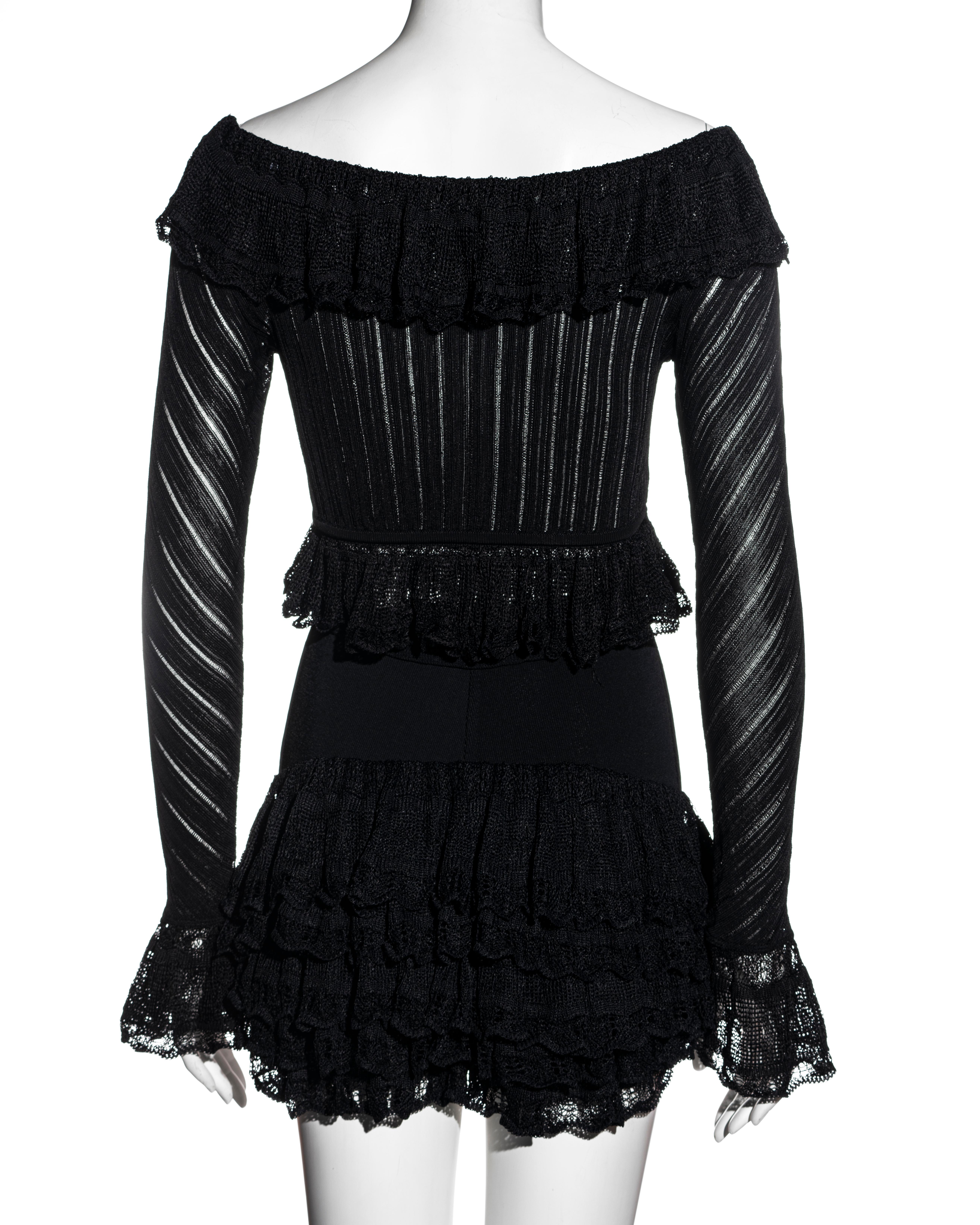 Azzedine Alaia black rayon off-shoulder top and mini shorts set, ss 1992 3