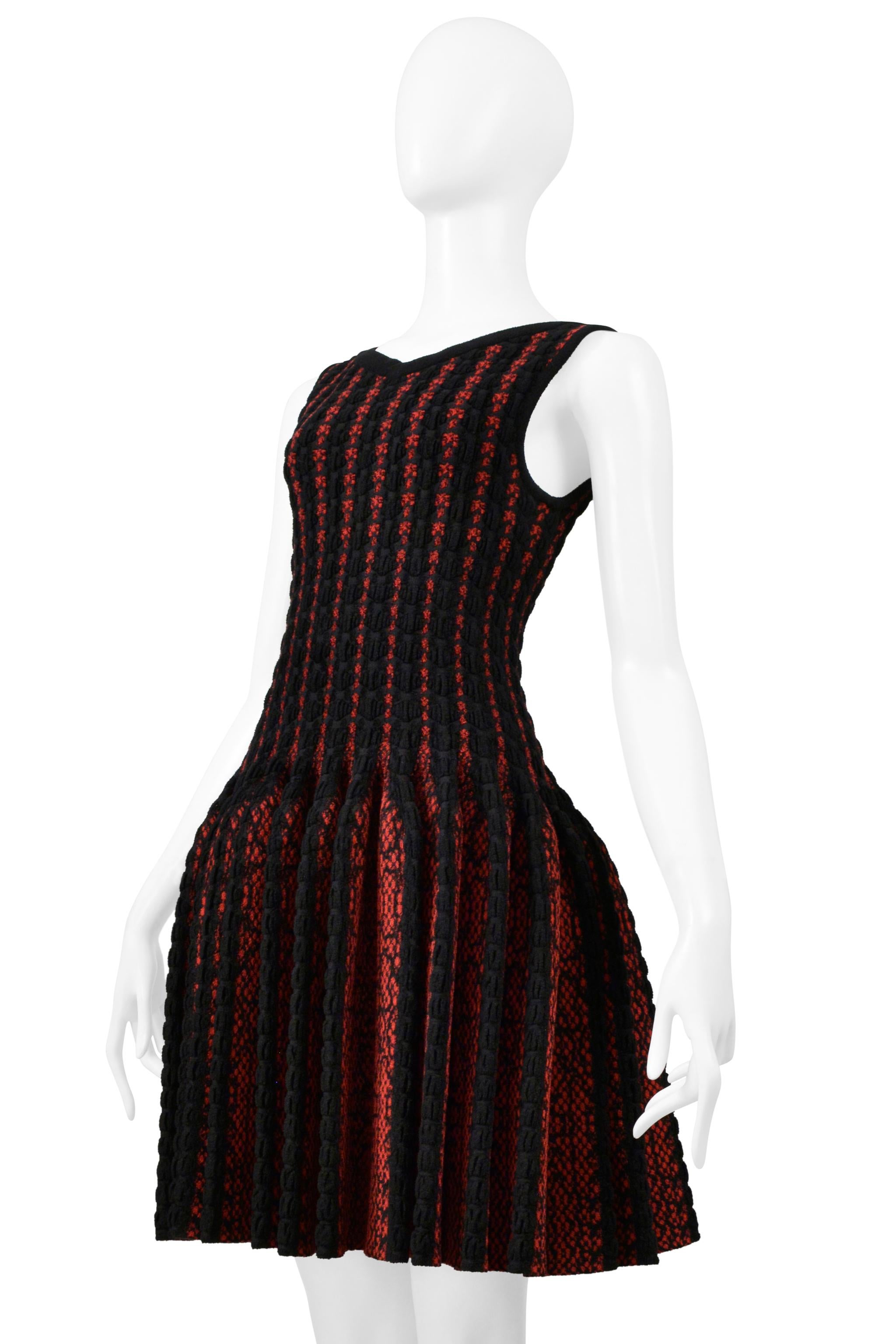 Women's Azzedine Alaia Black & Red Fancy Chenille Sweetheart Dress For Sale