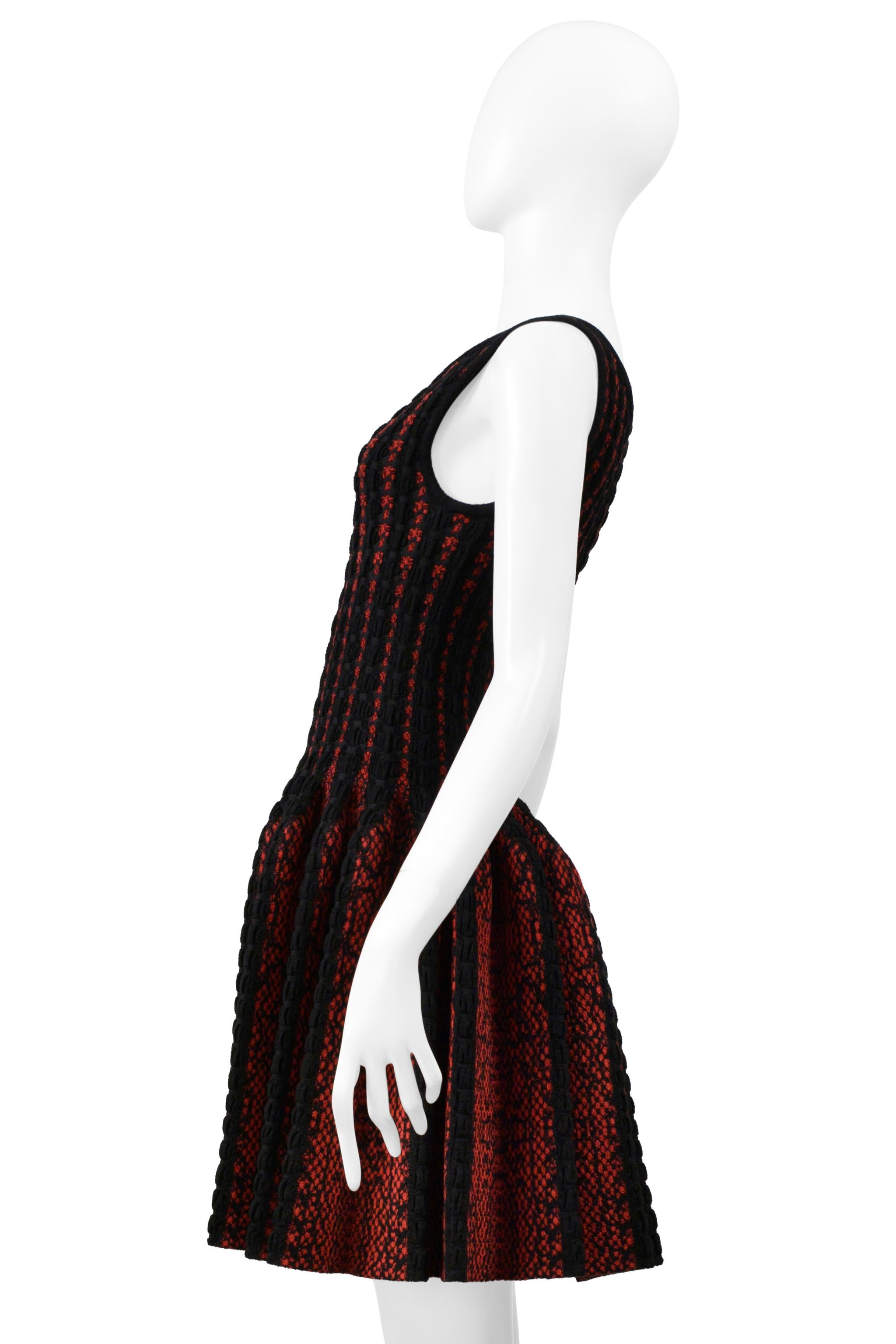 Azzedine Alaia Black & Red Fancy Chenille Sweetheart Dress For Sale 3