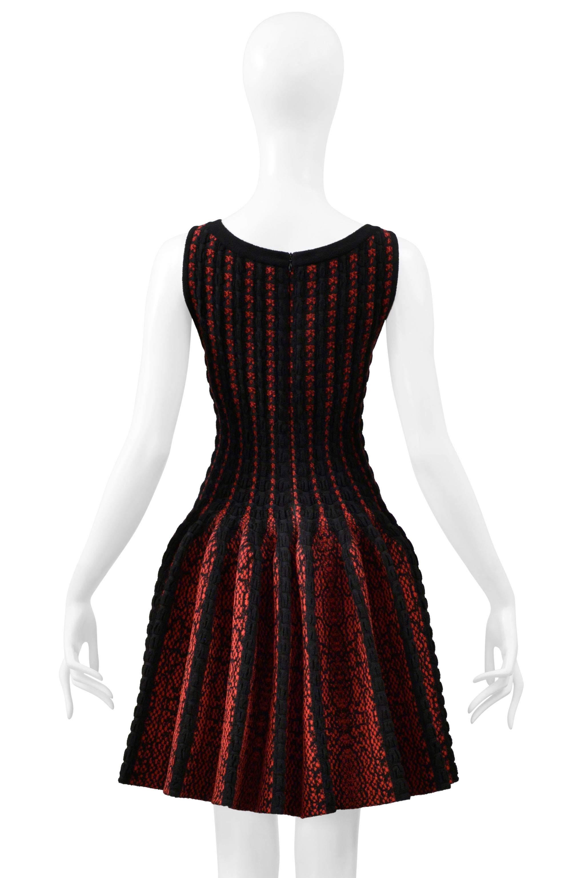 Azzedine Alaia Black & Red Fancy Chenille Sweetheart Dress For Sale 5