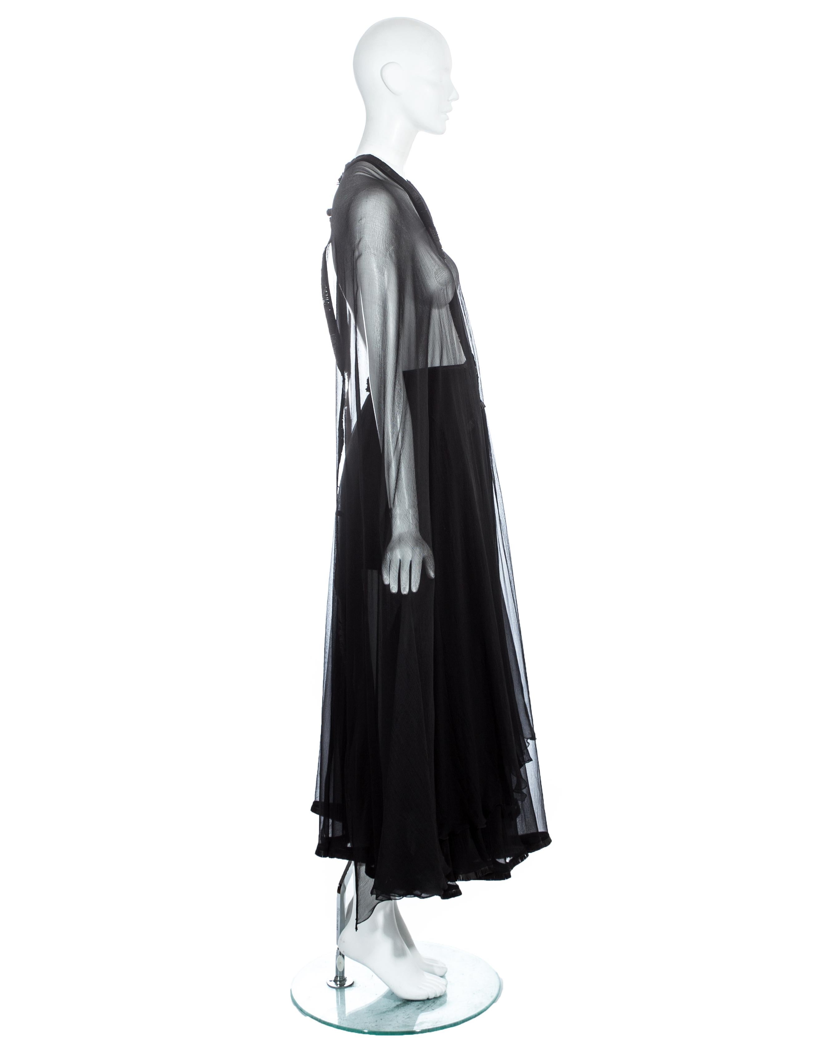 alaia black chiffon dress