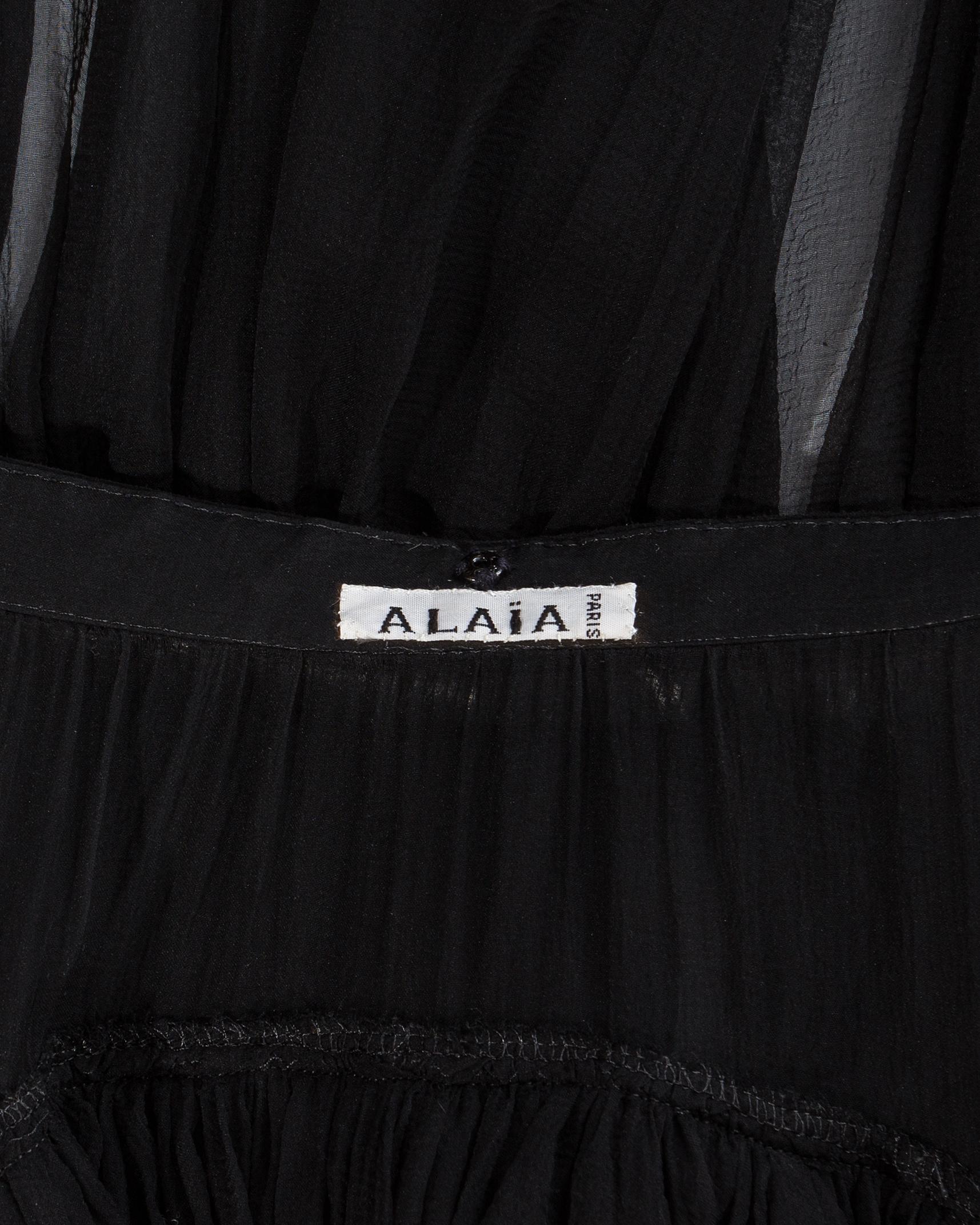 Azzedine Alaia black silk chiffon and leather cape and skirt ensemble, c. 1994 1