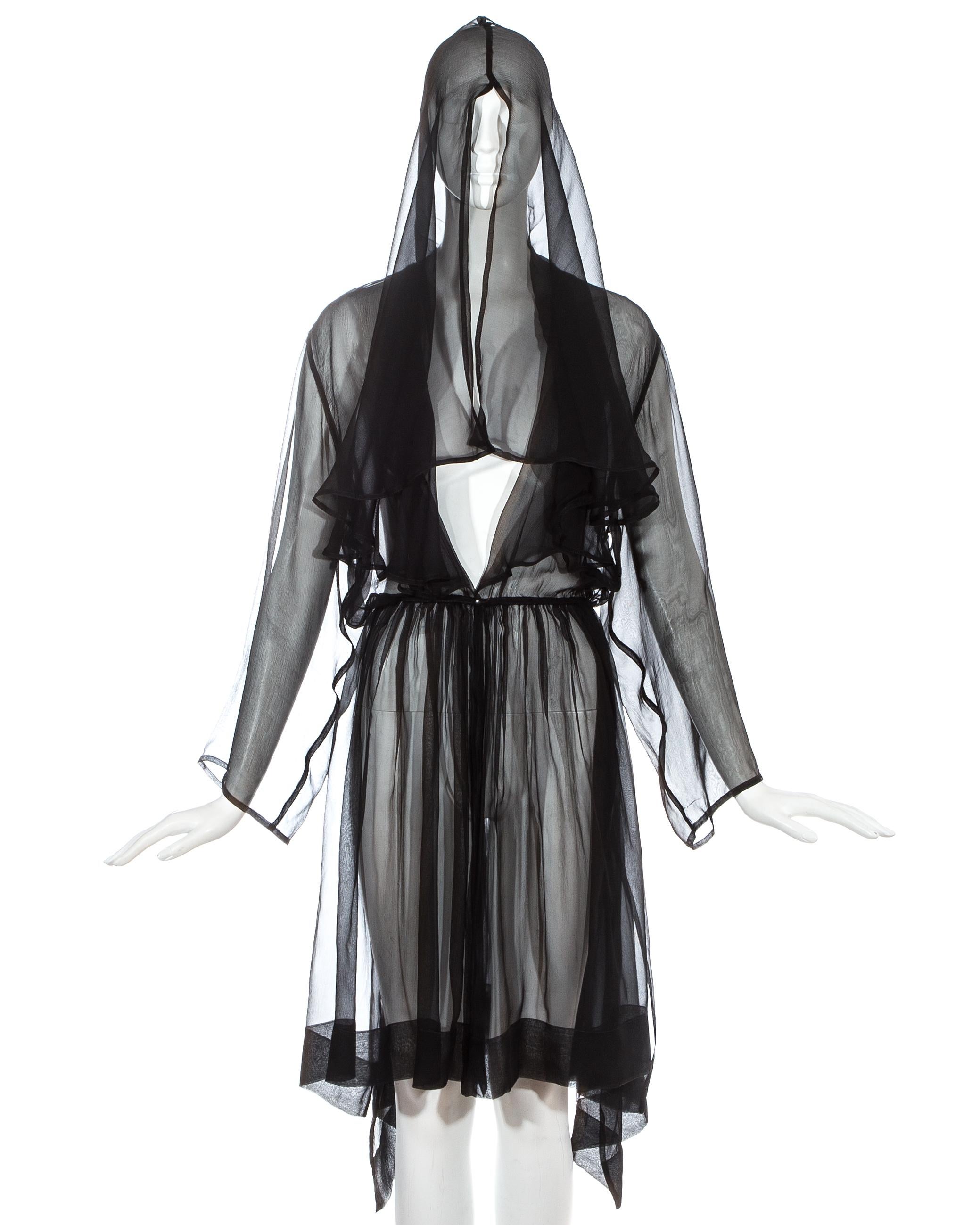 Azzedine Alaia black silk chiffon hooded evening cloak

Spring-Summer 1988