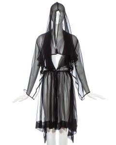 Azzedine Alaia black silk chiffon hooded evening cloak, ss 1988