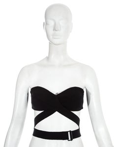 Azzedine Alaia black spandex knit bondage bra, ss 1987