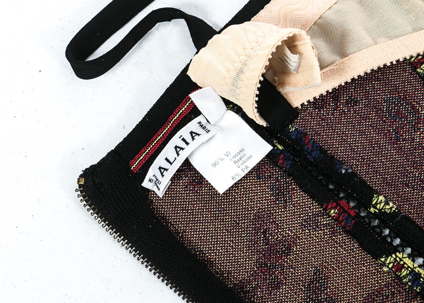 Azzedine Alaia black spandex knit corset with butterfly print, A/W 1991 3