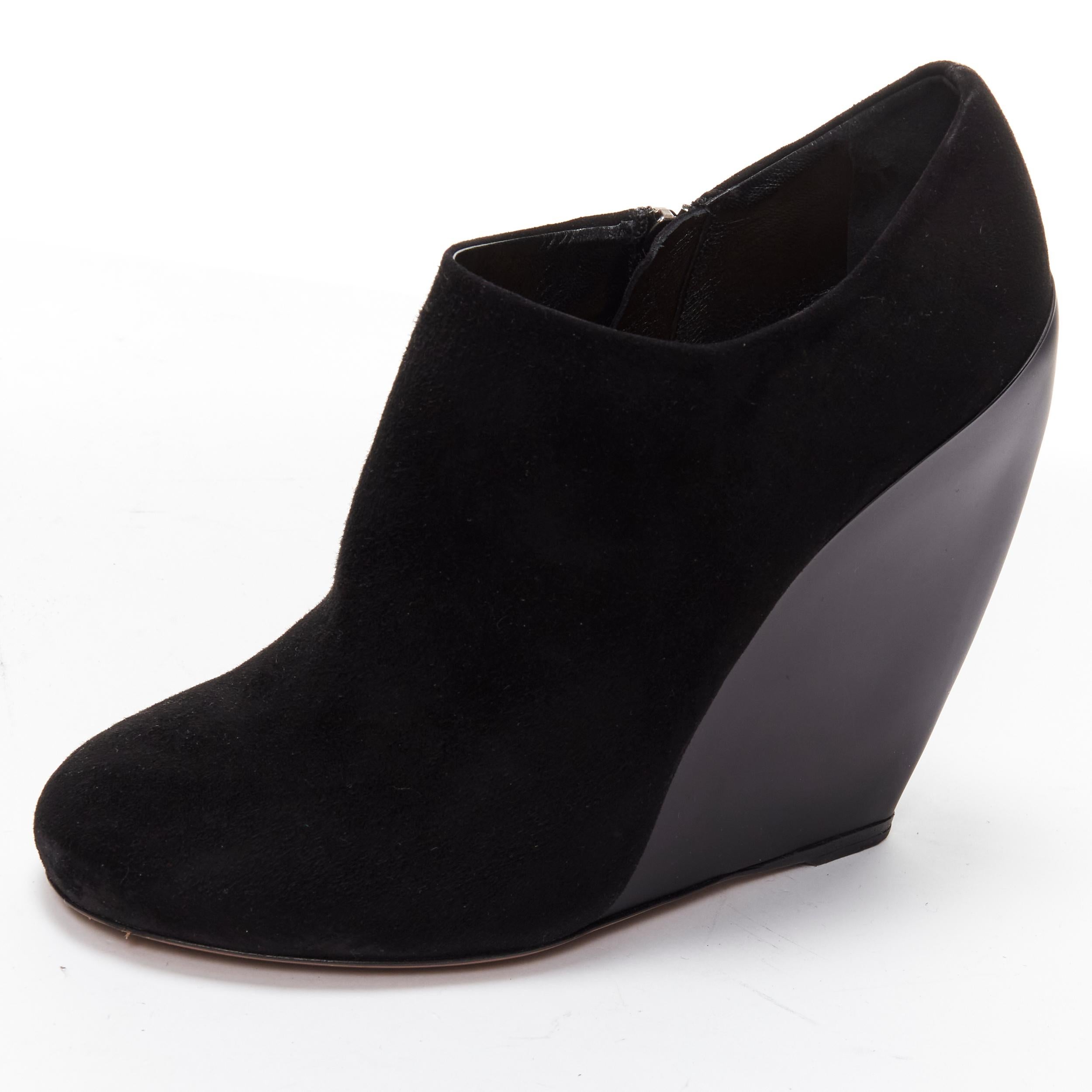 AZZEDINE ALAIA black suede curved wedge round toe ankle bootie EU37 For Sale 3