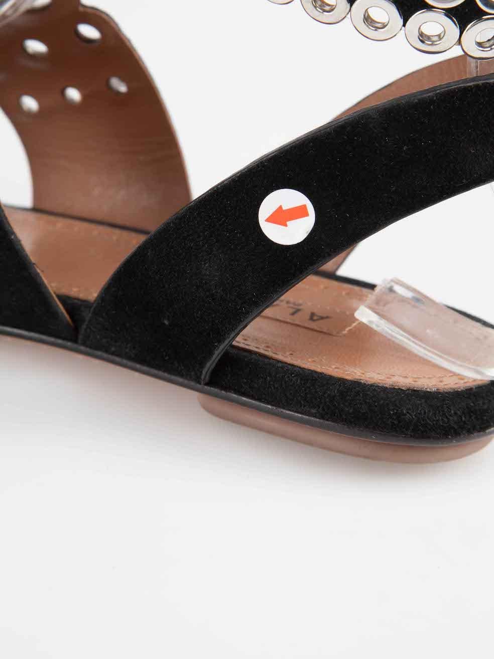 Azzedine Alaïa Black Suede Grommet Strap Sandals Size IT 36.5 1