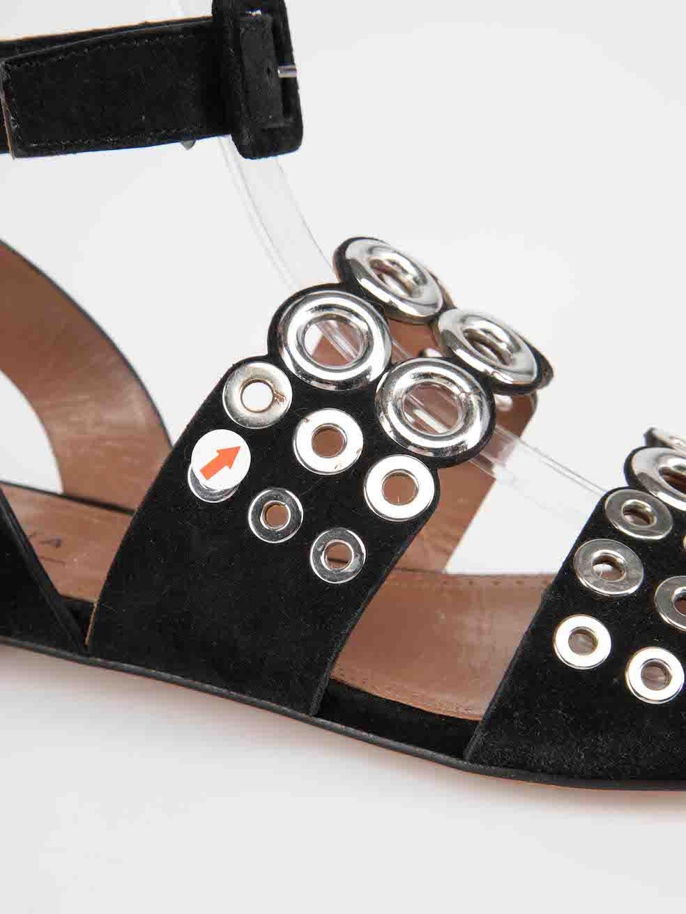 Azzedine Alaïa Black Suede Grommet Strap Sandals Size IT 36.5 2