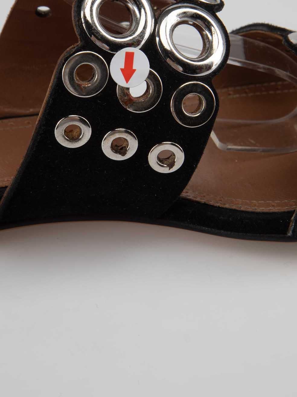 Azzedine Alaïa Black Suede Grommet Strap Sandals Size IT 36.5 3