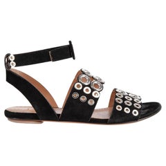 Azzedine Alaïa Black Suede Grommet Strap Sandals Size IT 36.5
