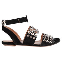 Azzedine Alaïa Black Suede Grommet Strap Sandals Size IT 36.5