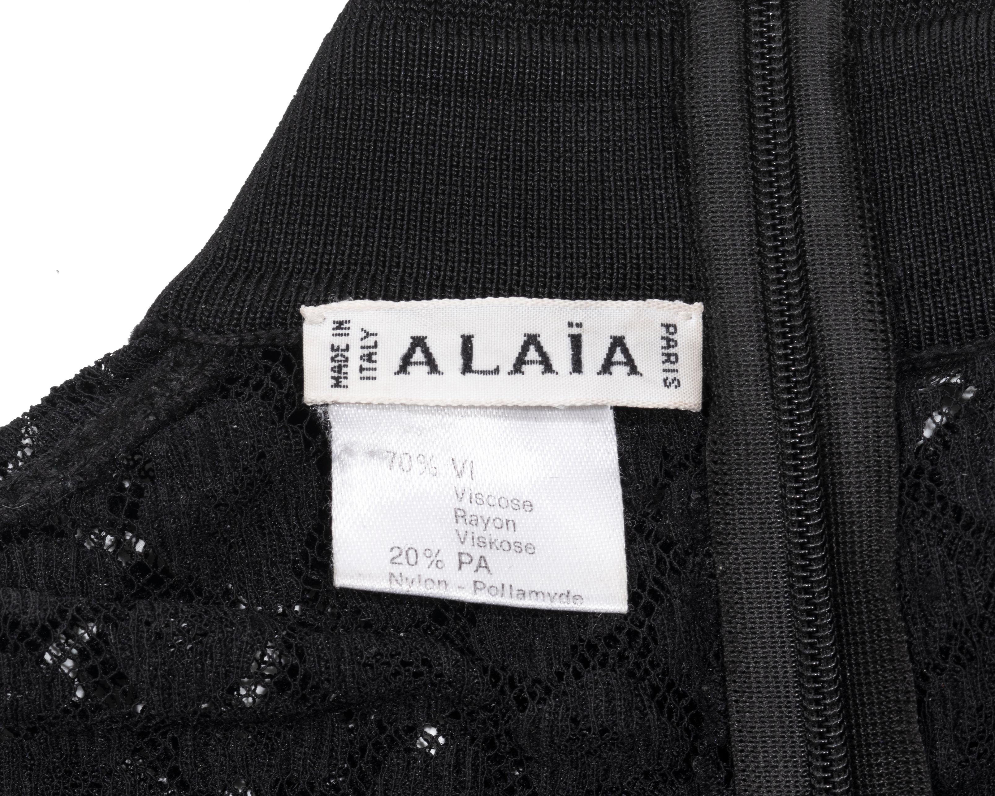 Azzedine Alaia black velvet and leopard lace evening dress, fw 1991 1