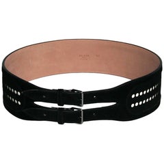 AZZEDINE ALAÏA Black Velvet Calfskin Belt
